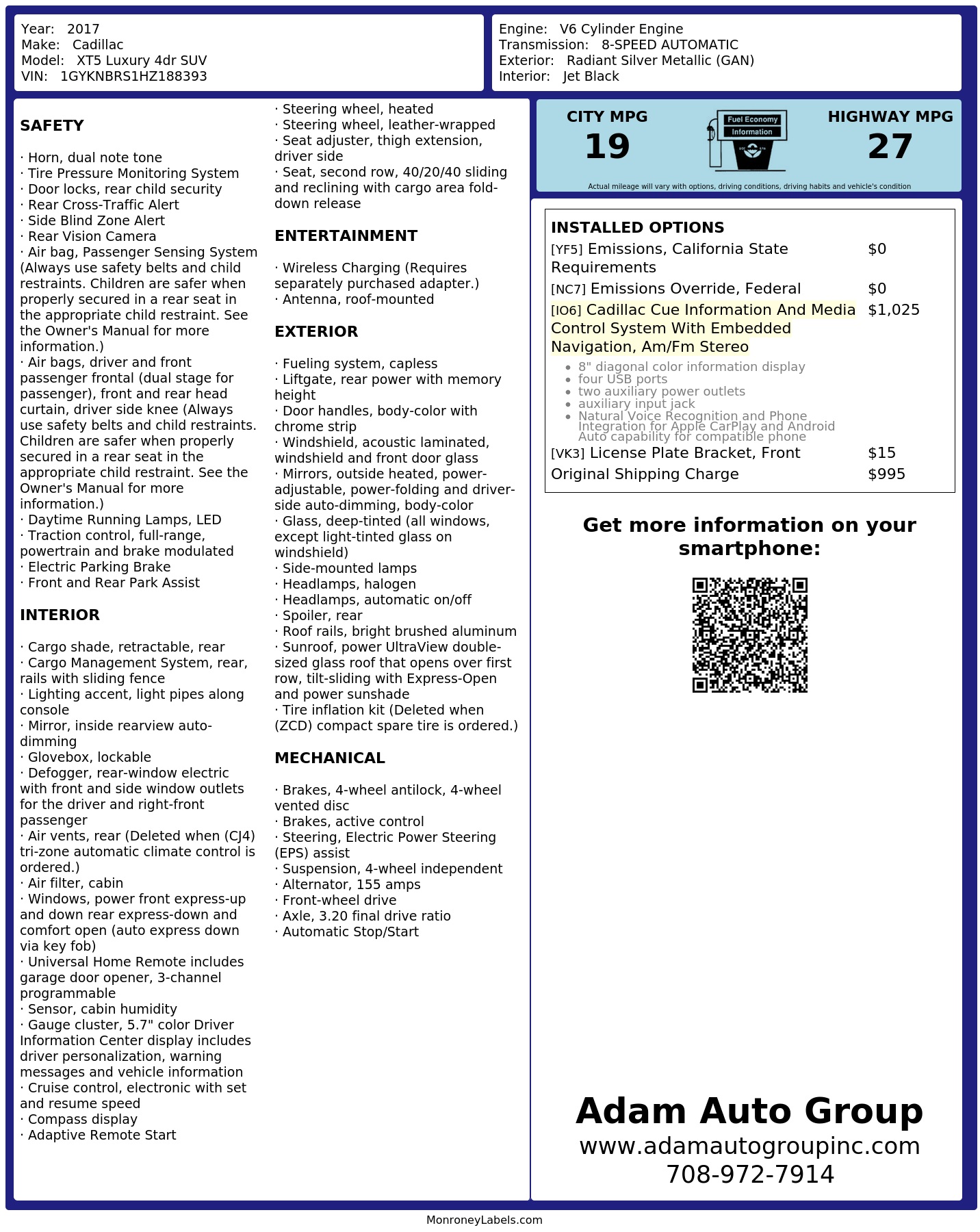 Monroney Label