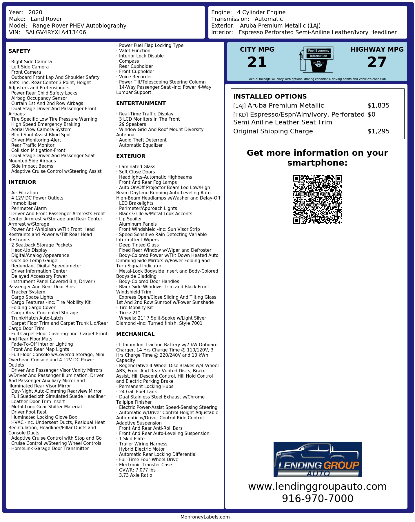 Monroney Label