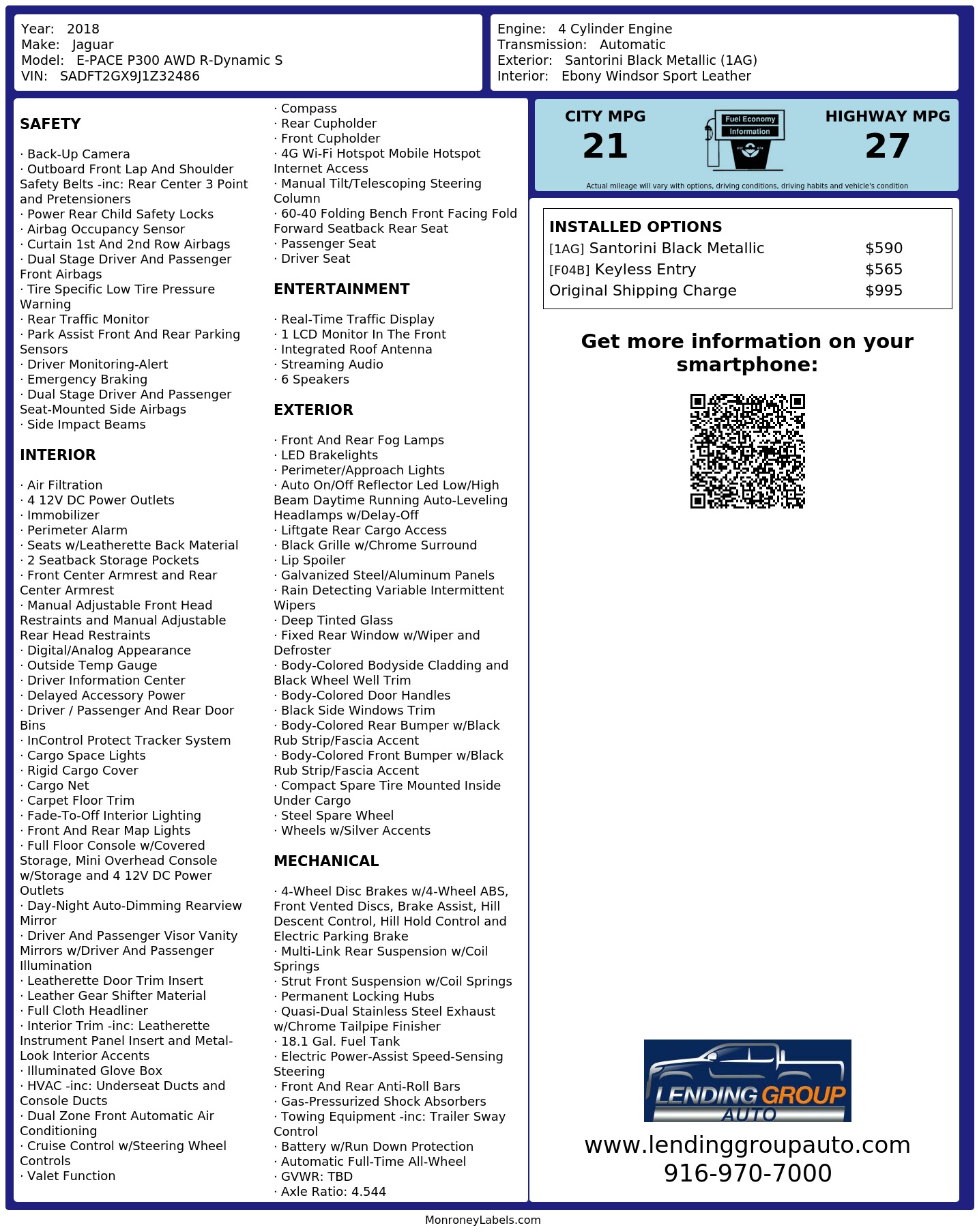 Monroney Label