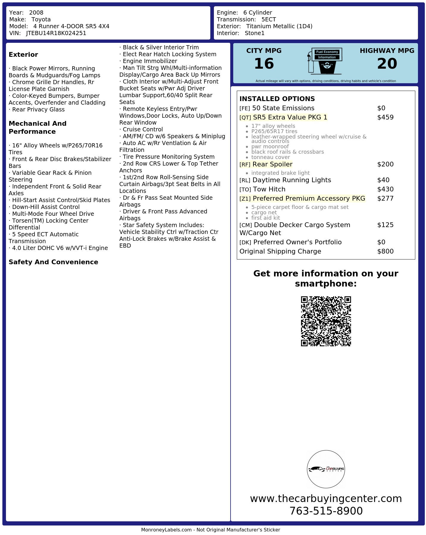 Monroney Label