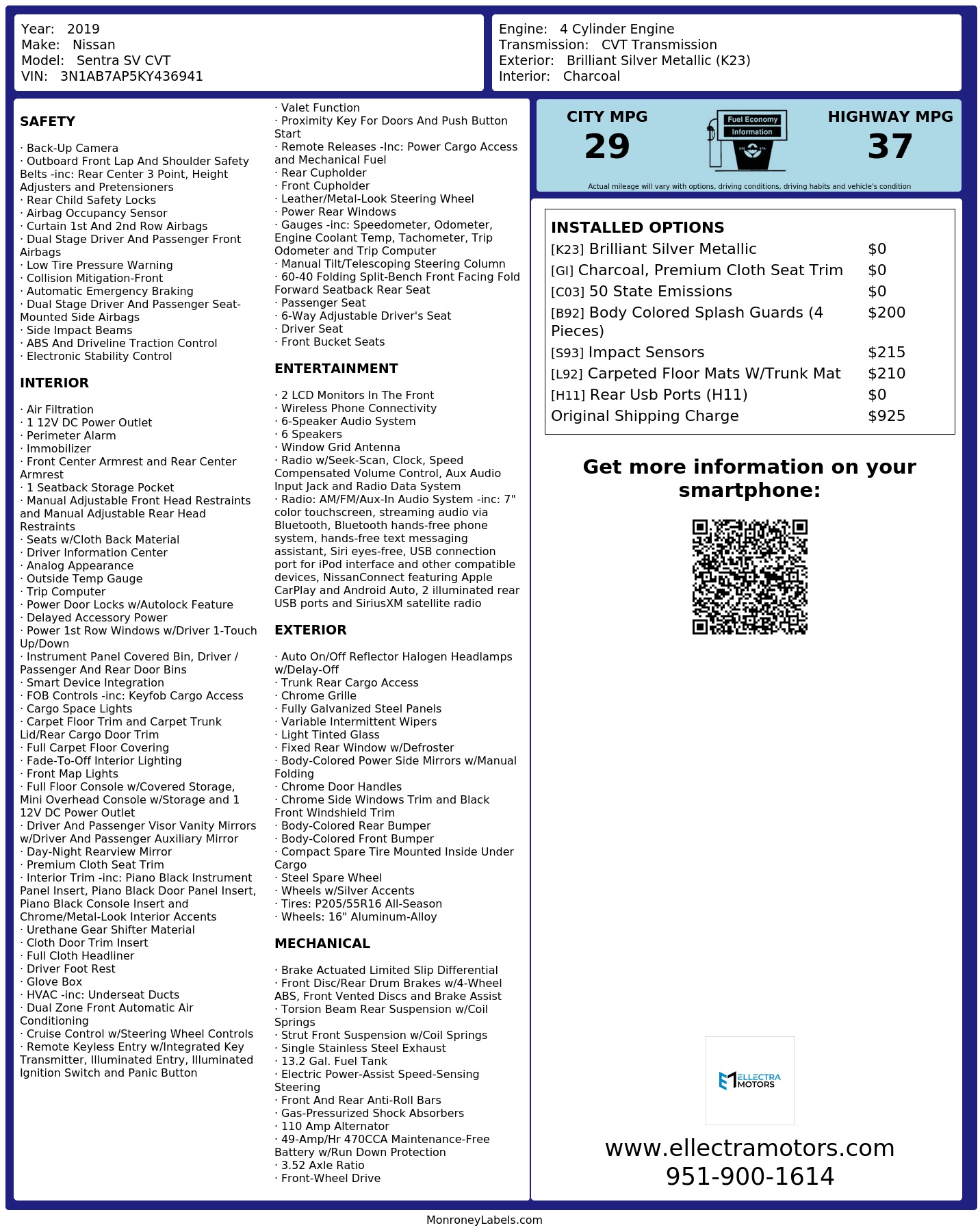 Monroney Label