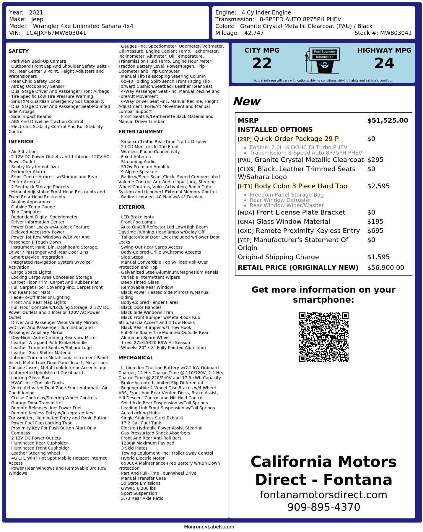 Monroney Label