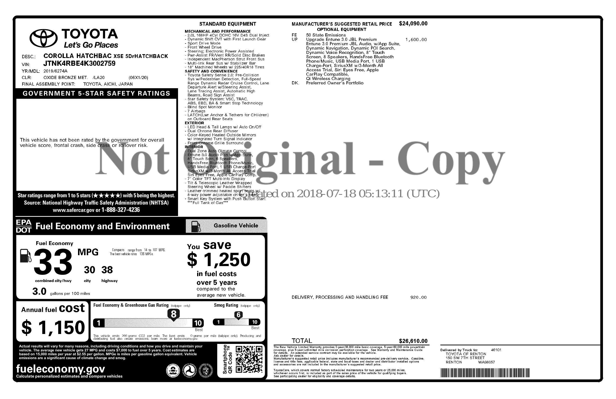 Monroney Label
