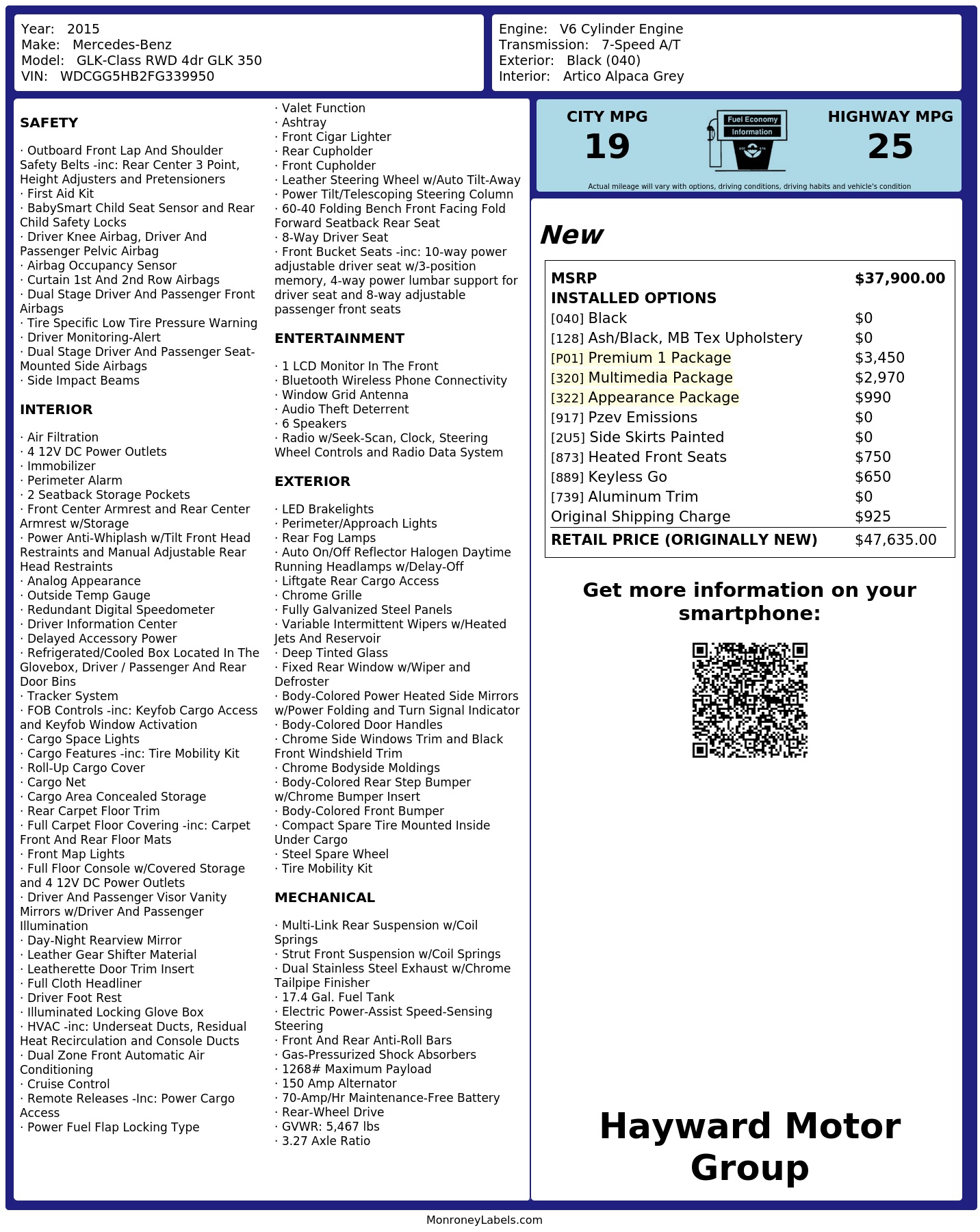 Monroney Label