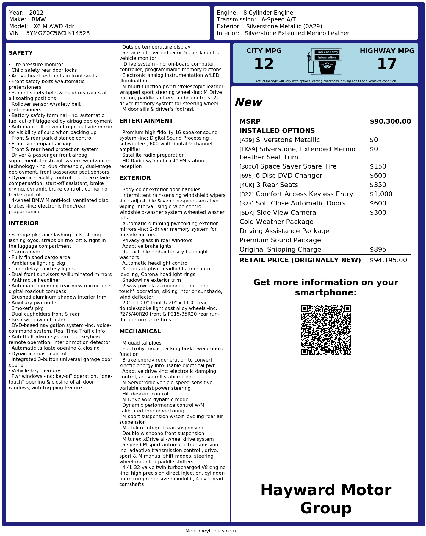 Monroney Label