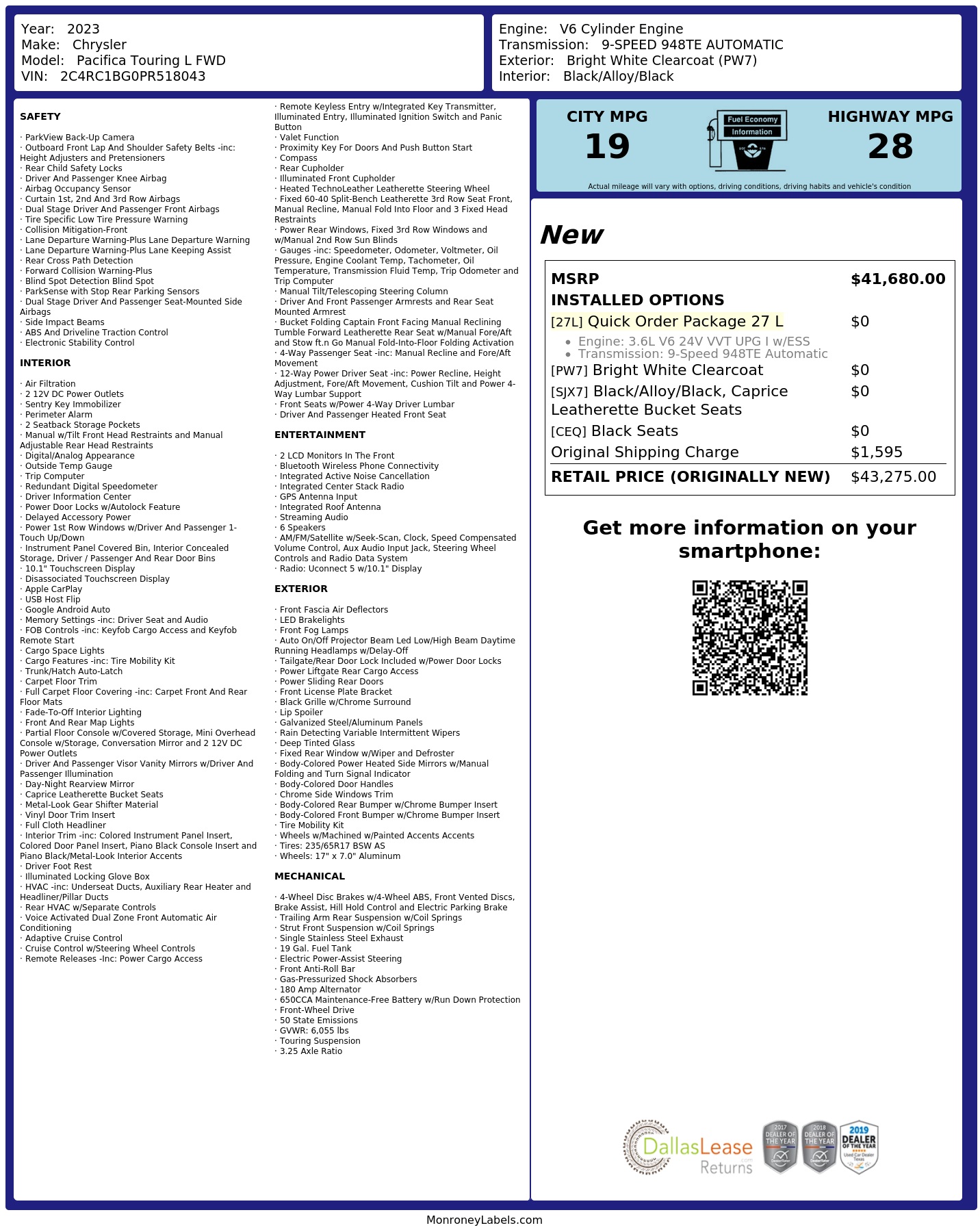 Monroney Label