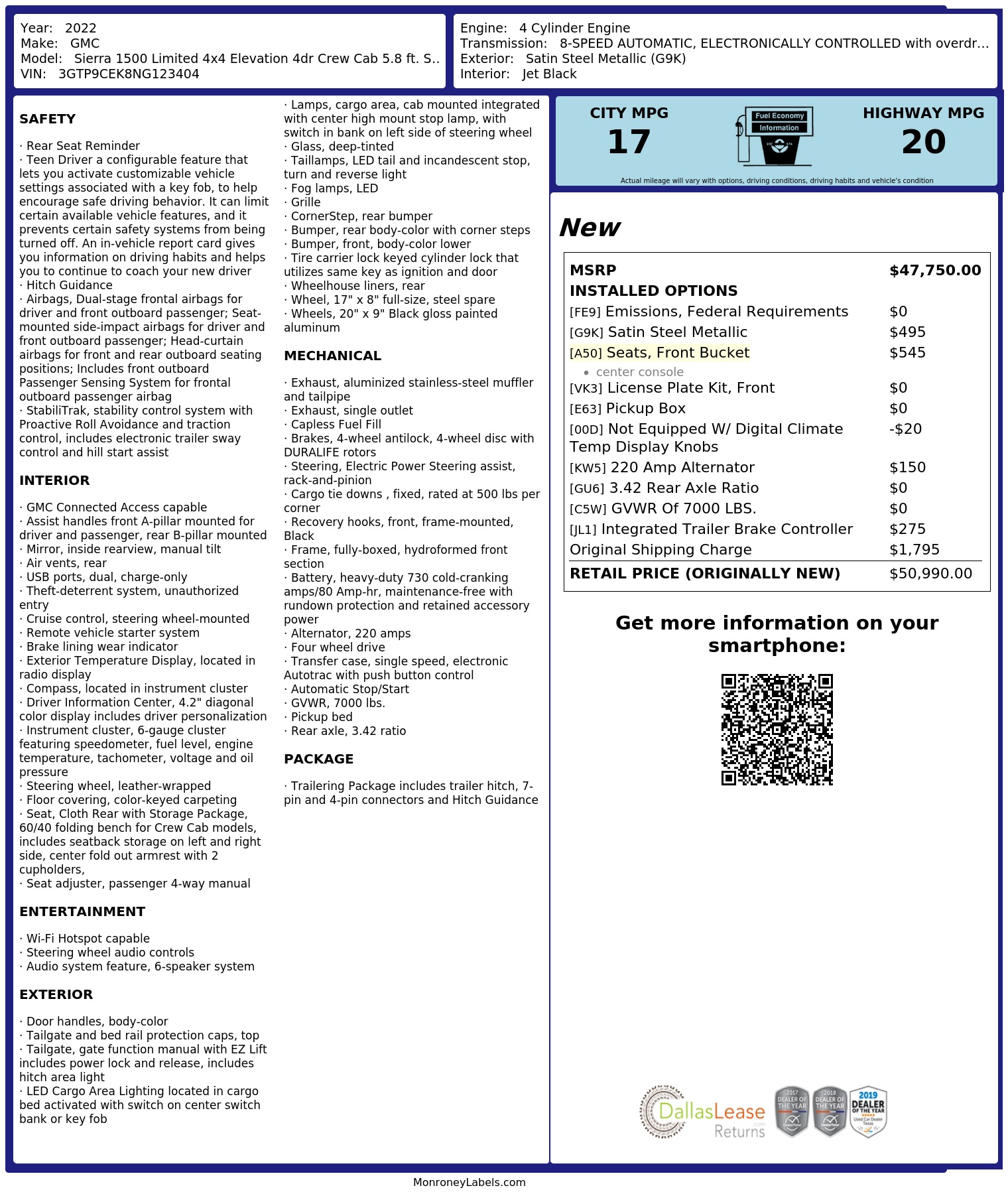 Monroney Label