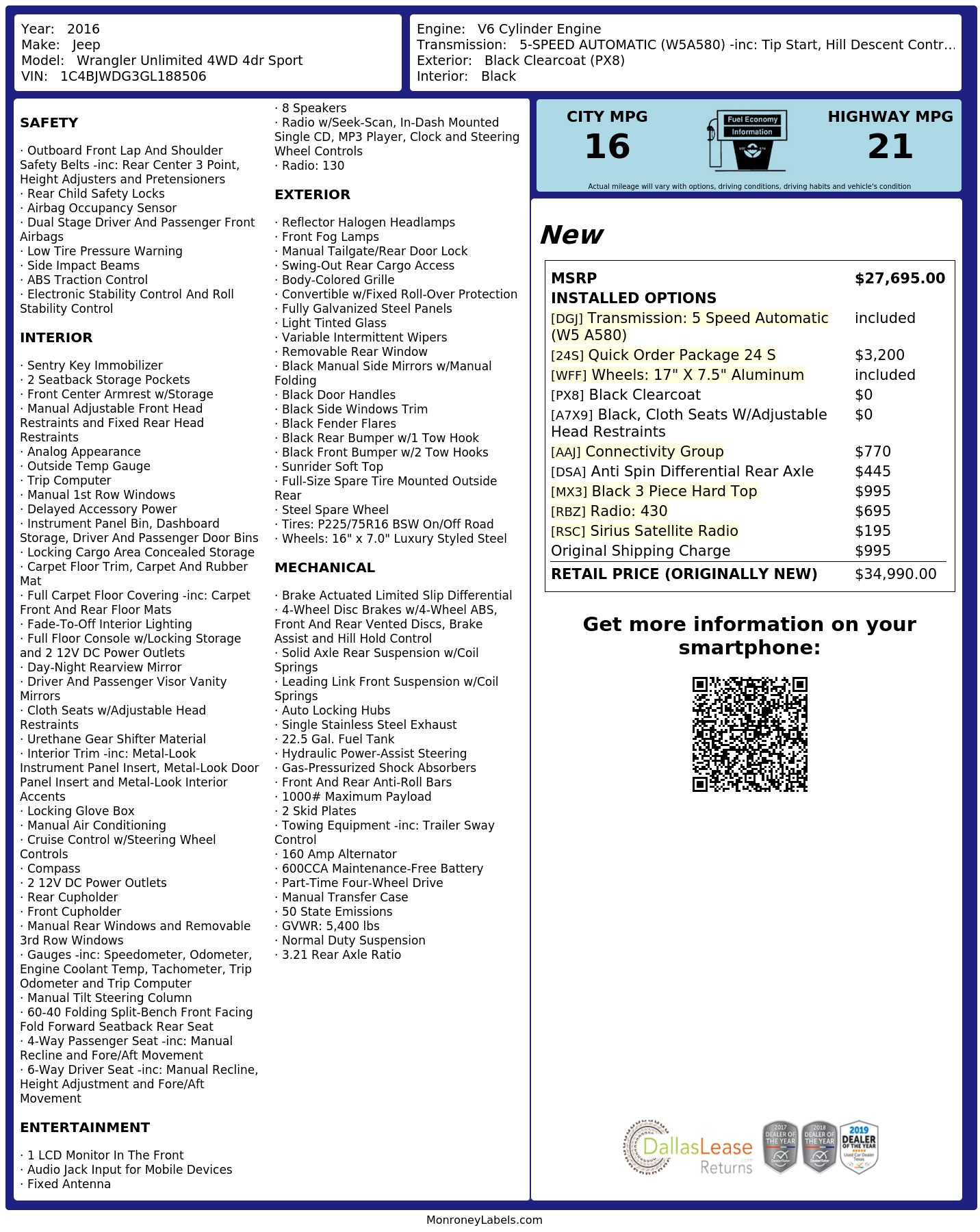 Monroney Label