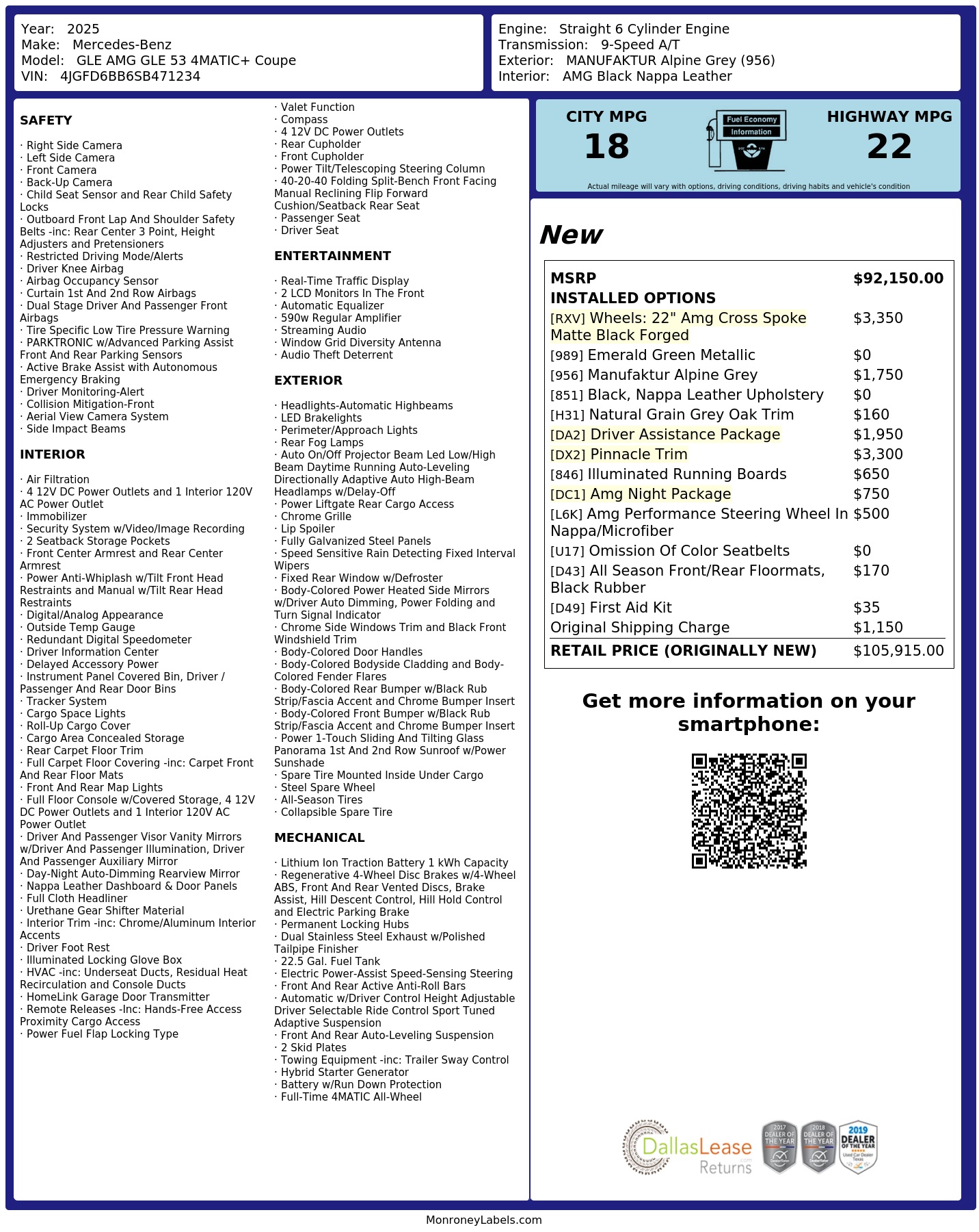 Monroney Label