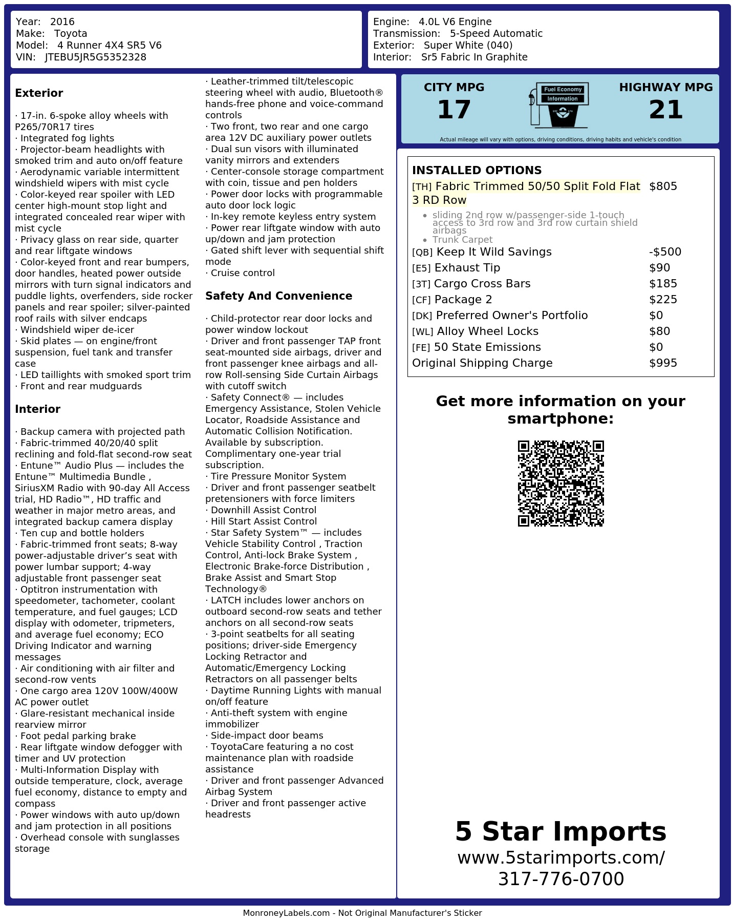 Monroney Label
