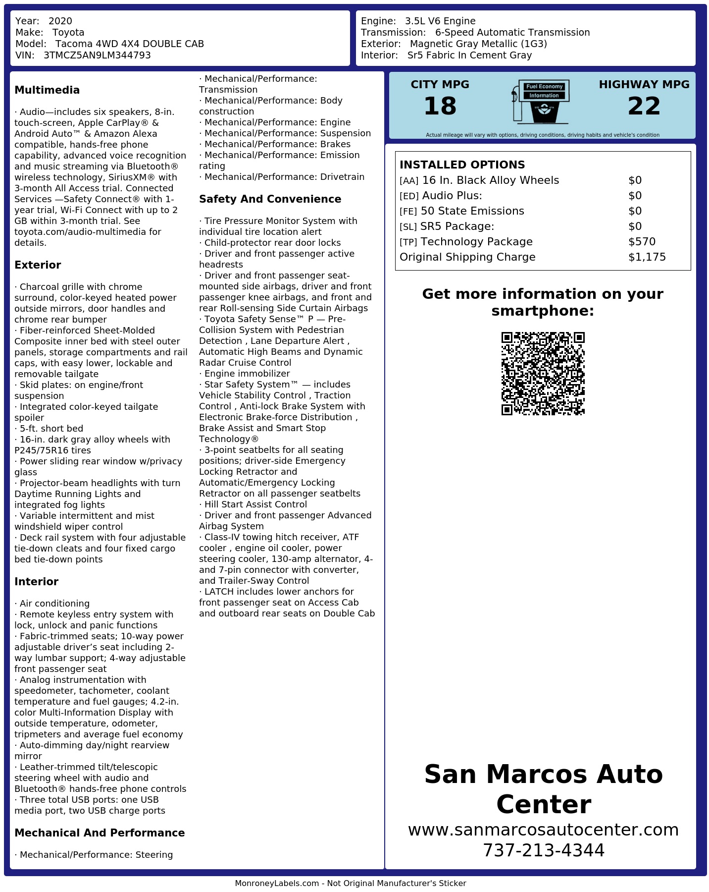 Monroney Label