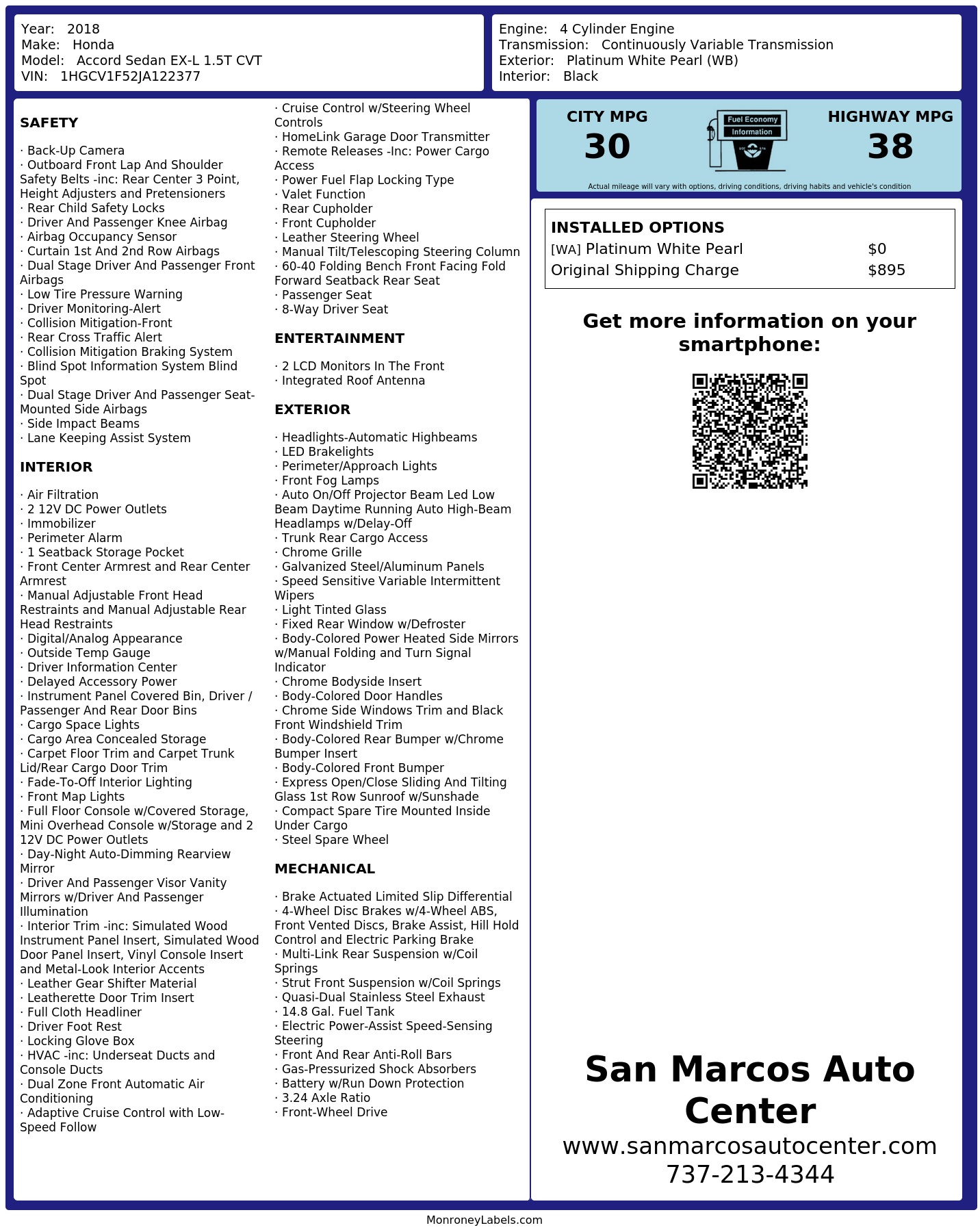 Monroney Label