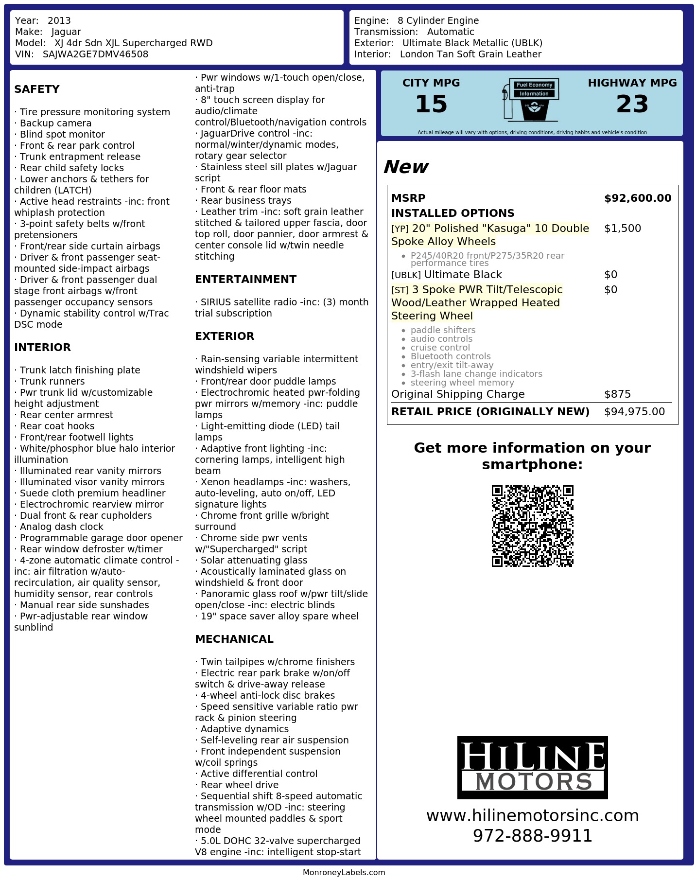 Monroney Label