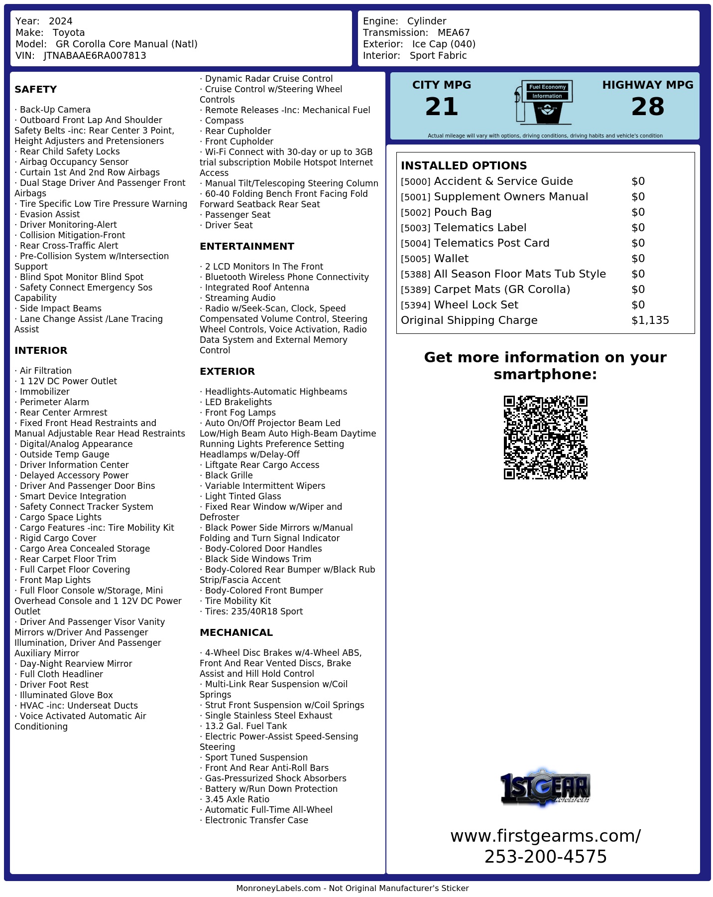Monroney Label