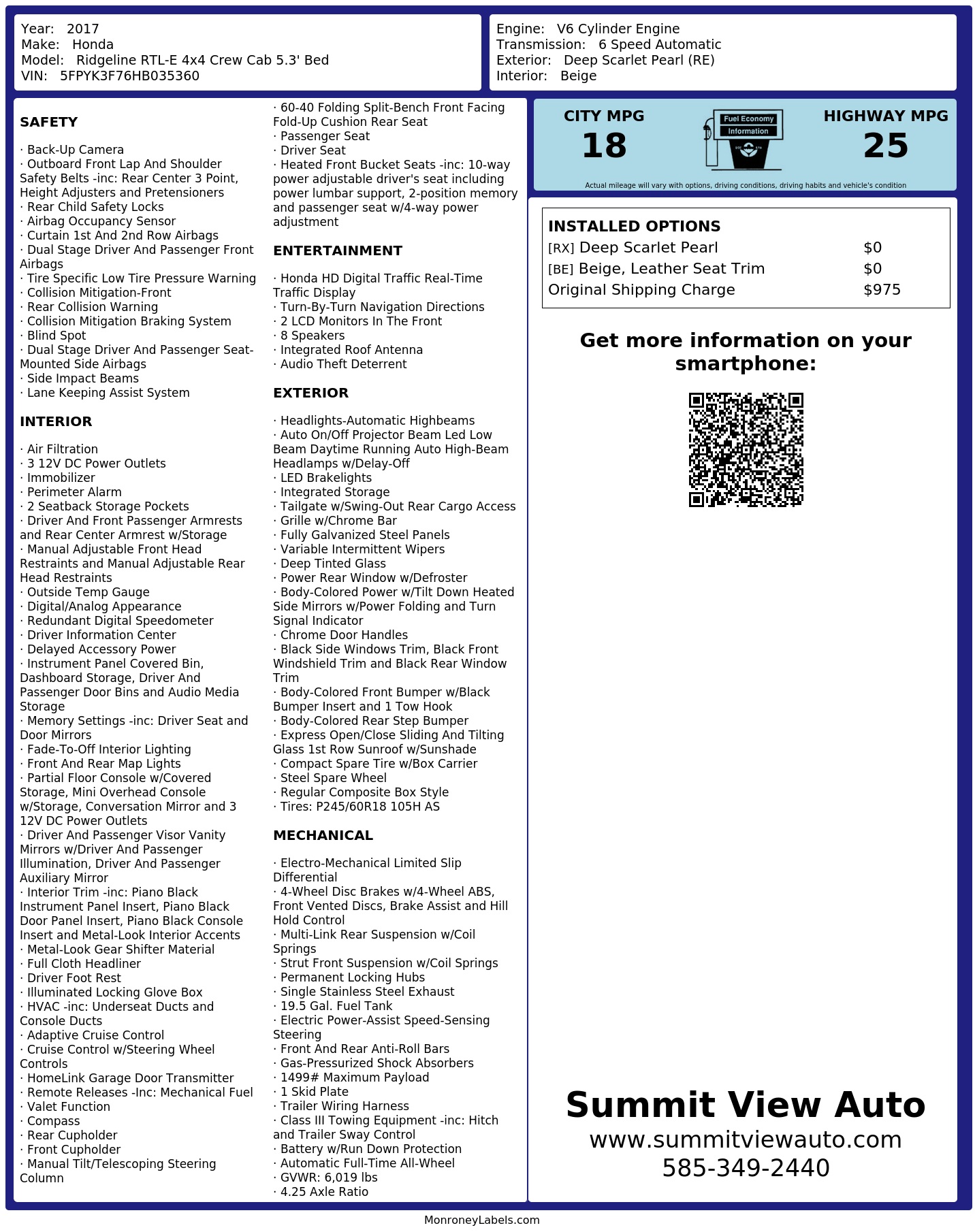 Monroney Label