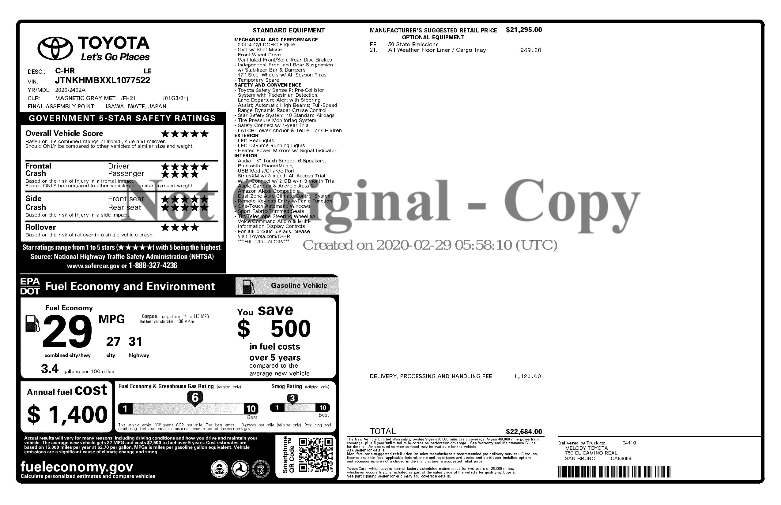 Monroney Label