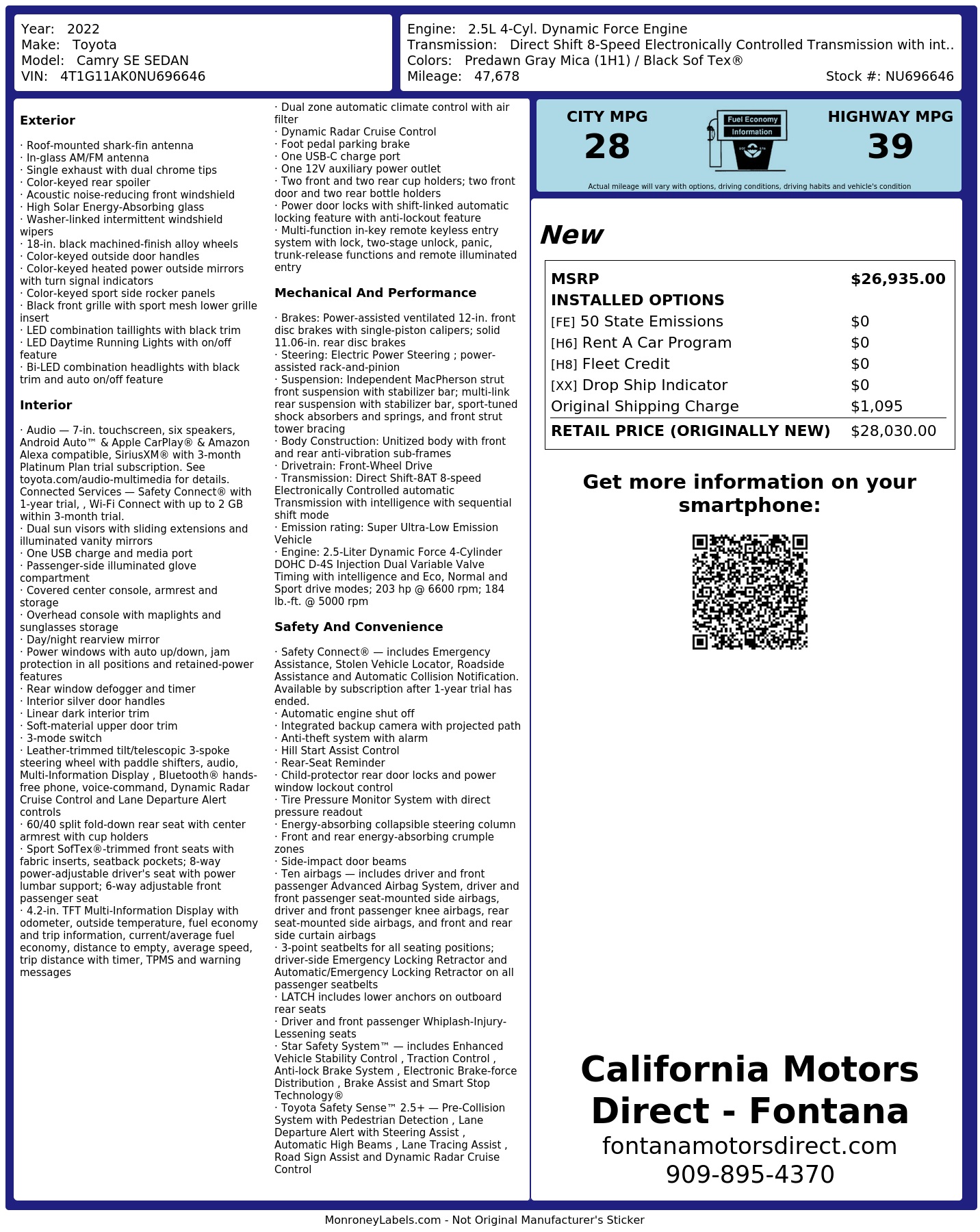 Monroney Label
