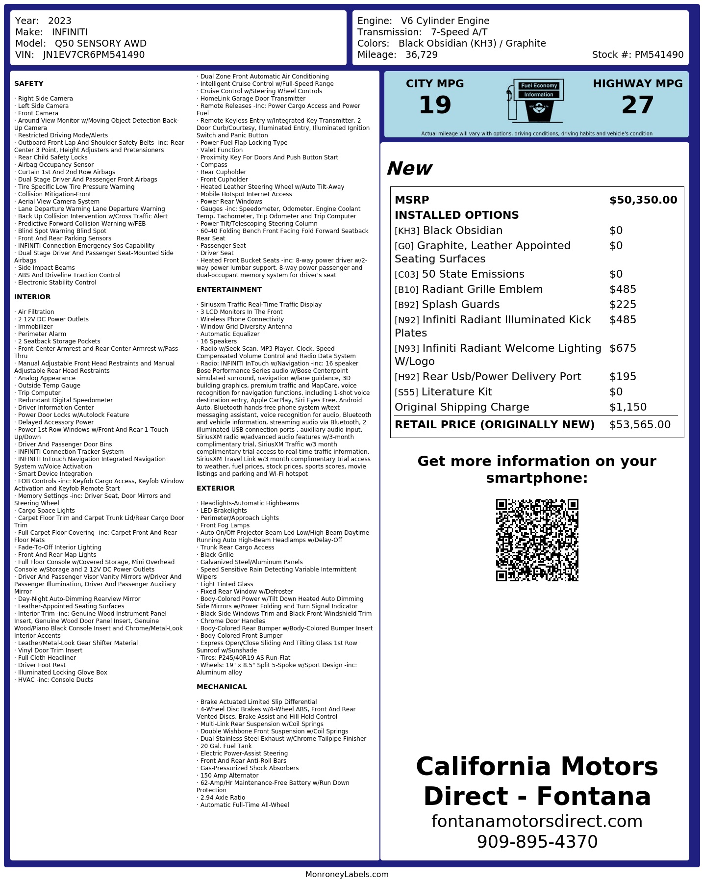 Monroney Label