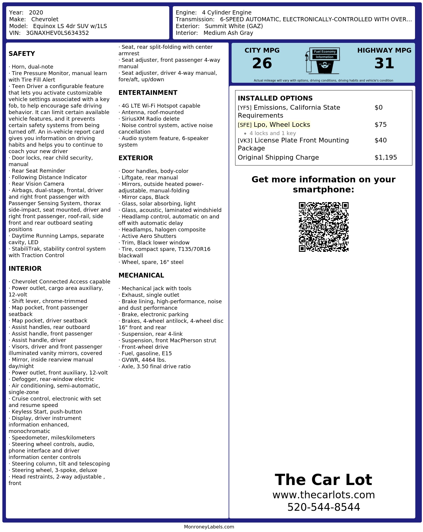 Monroney Label