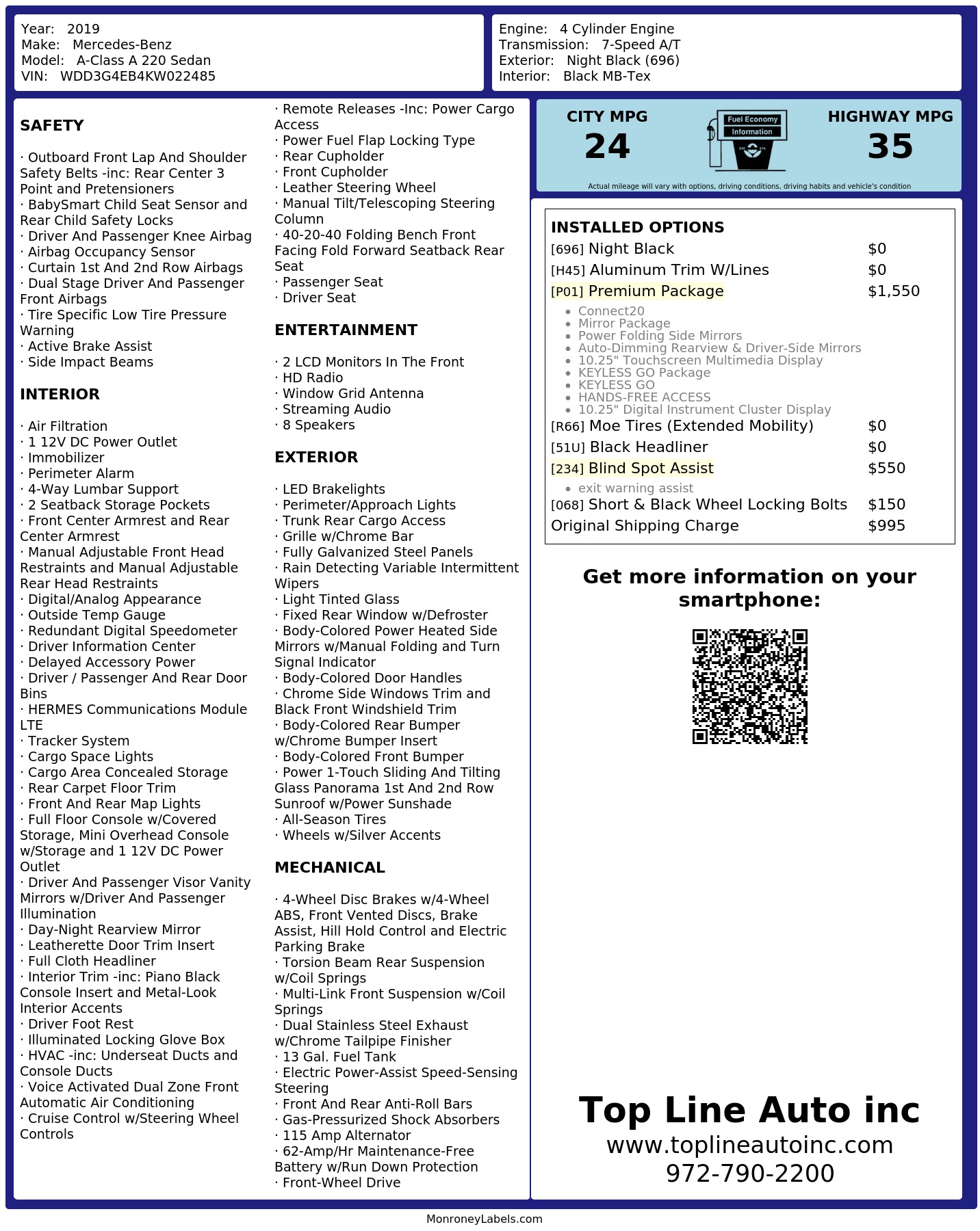 Monroney Label
