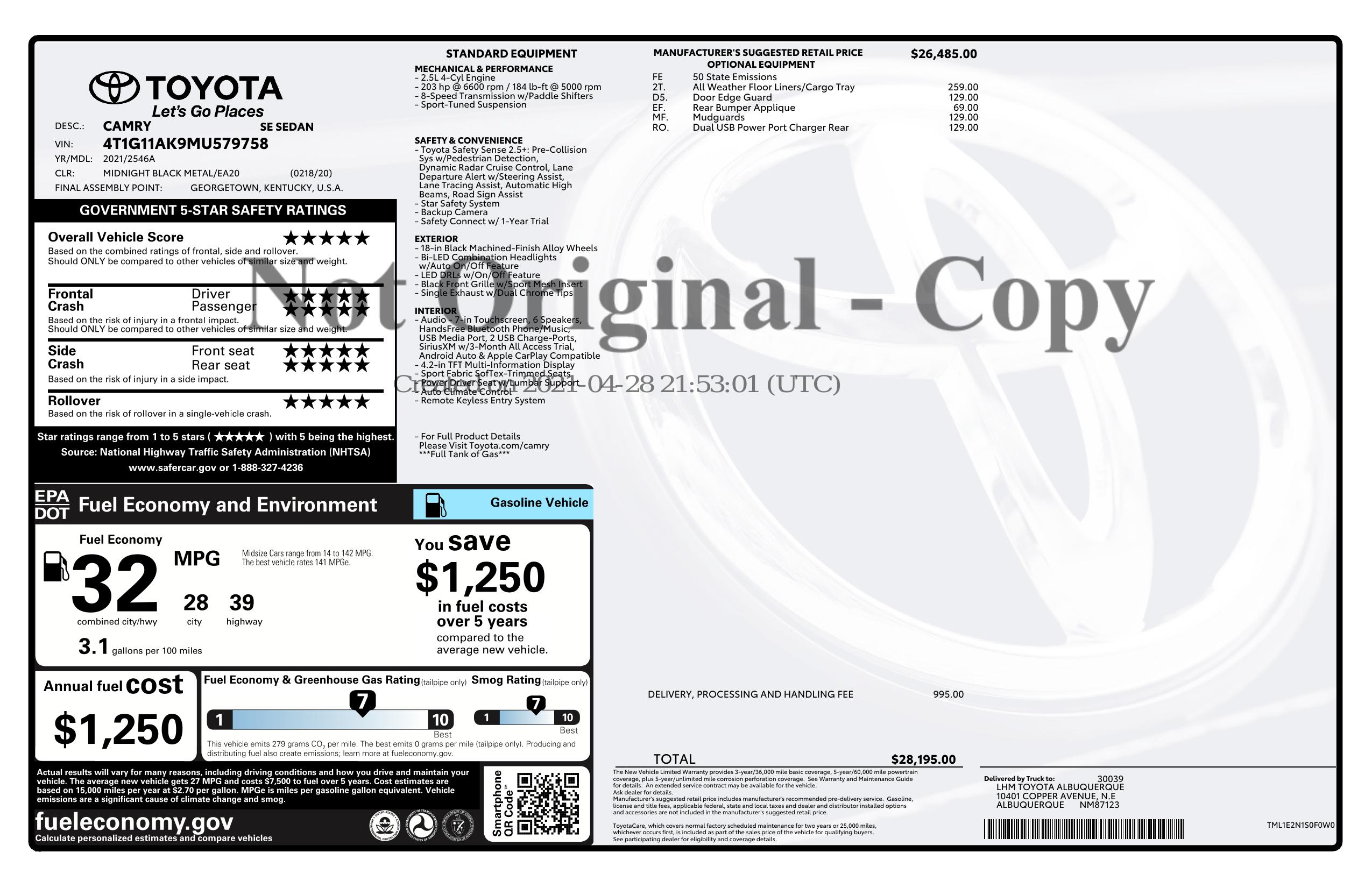 Monroney Label
