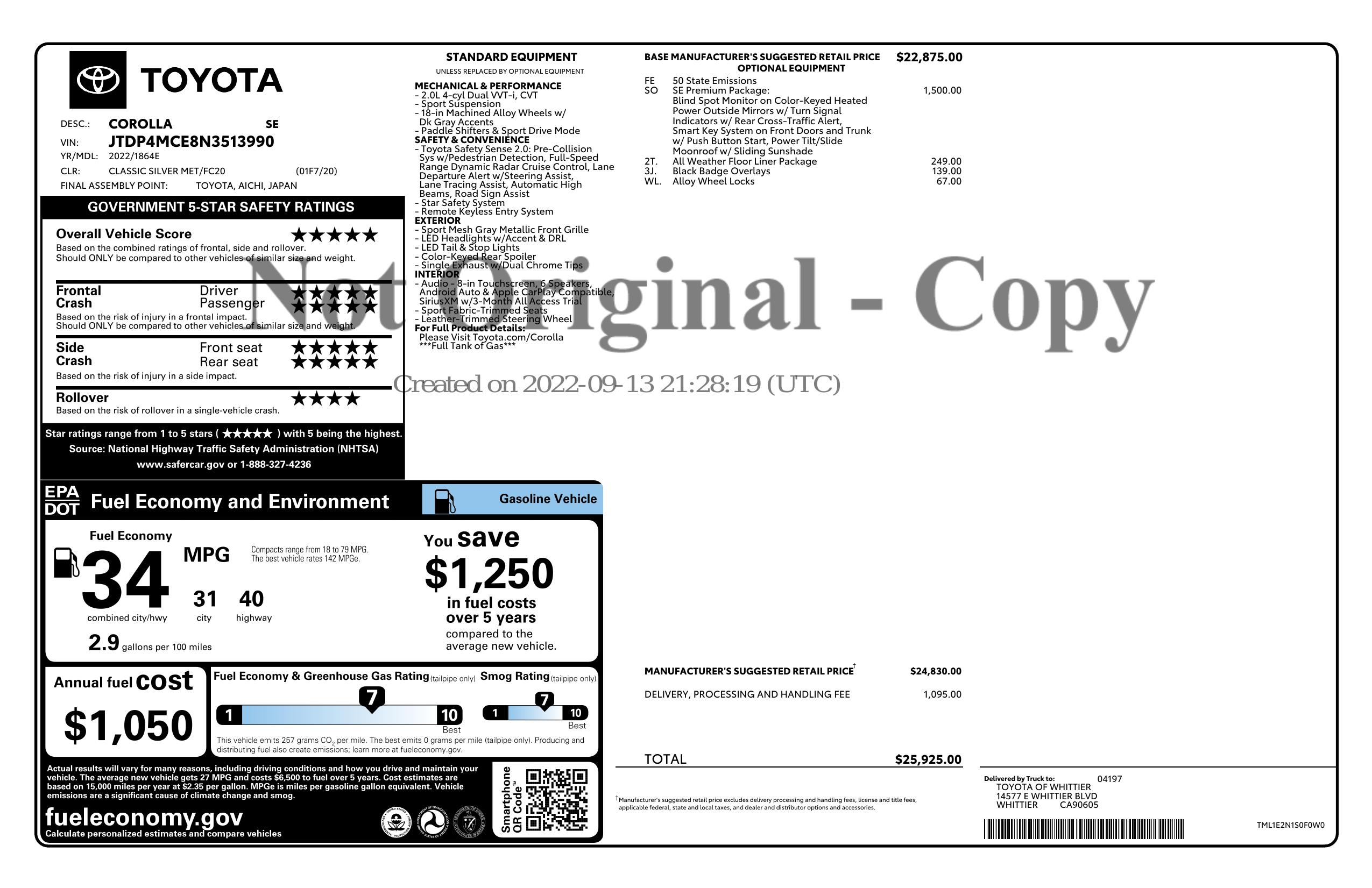 Monroney Label