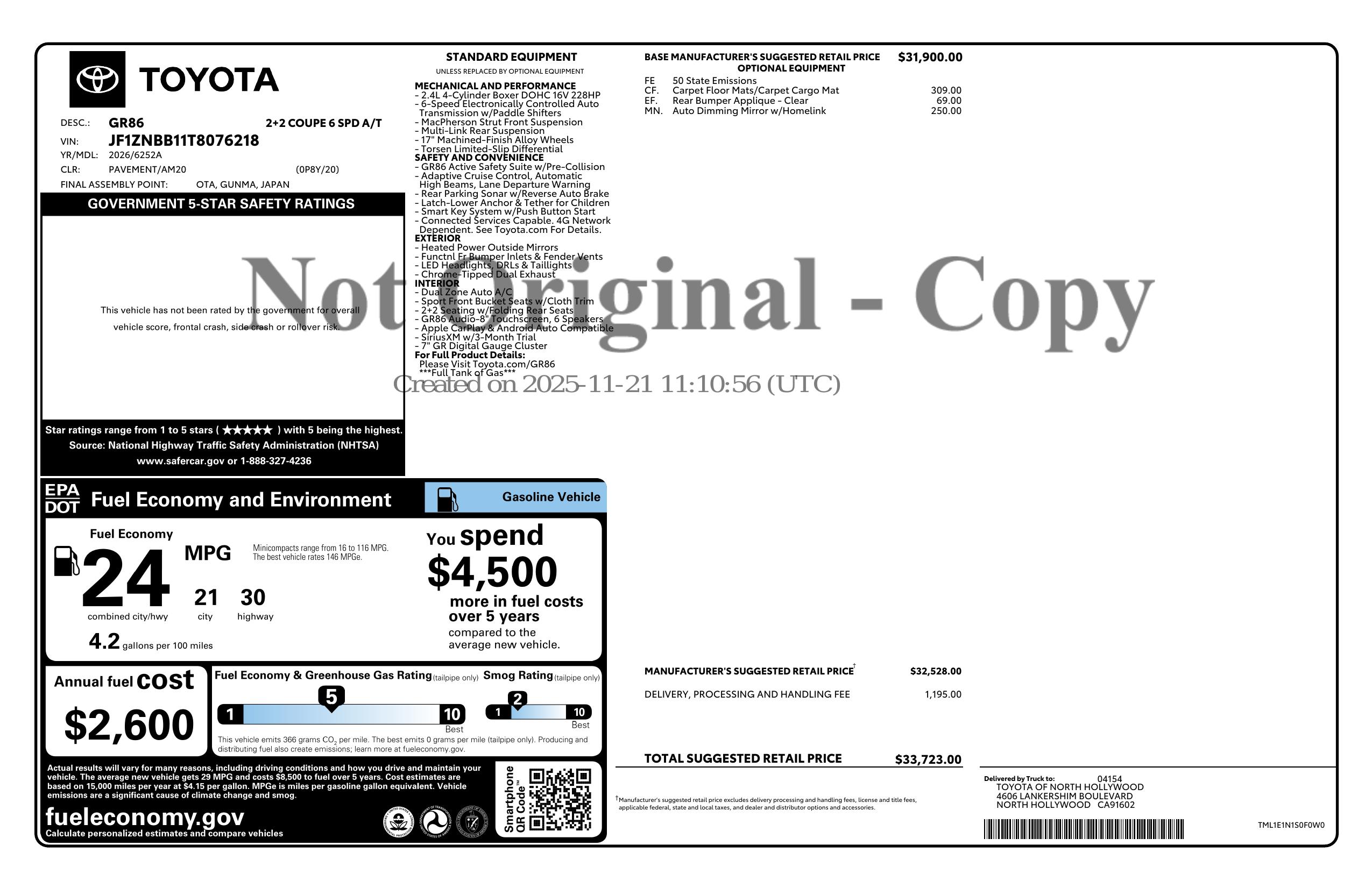 Monroney Label