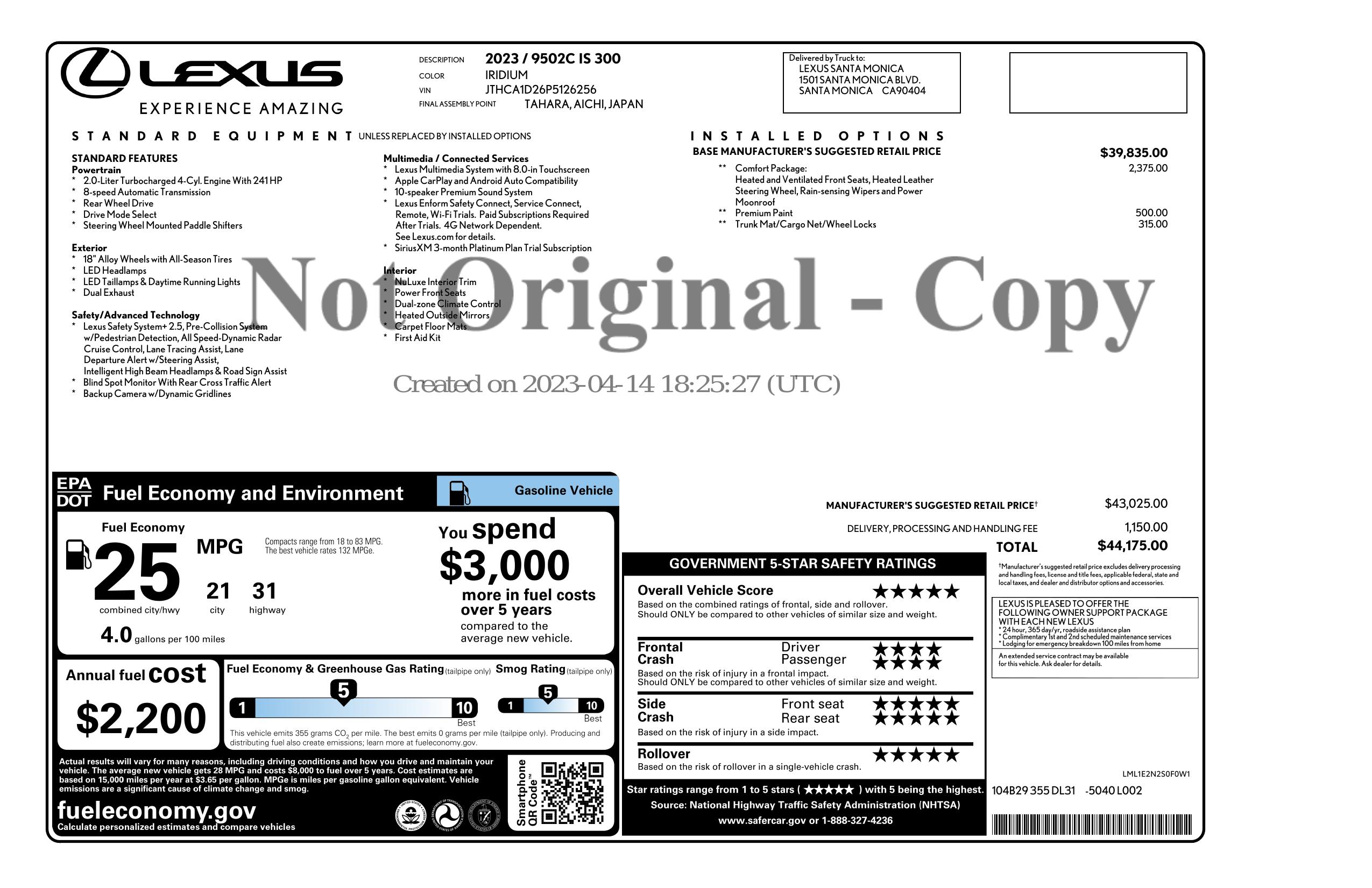 Monroney Label