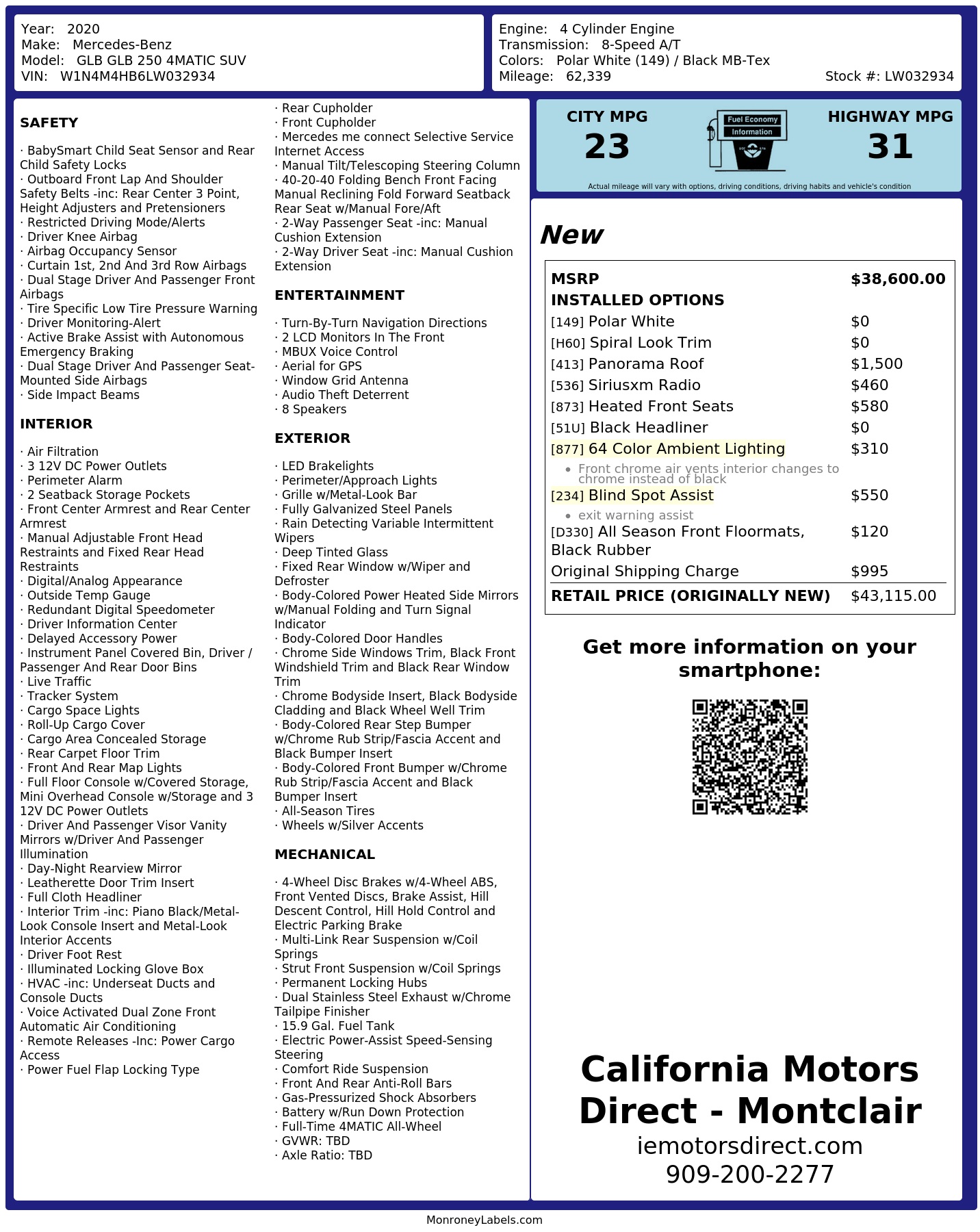 Monroney Label