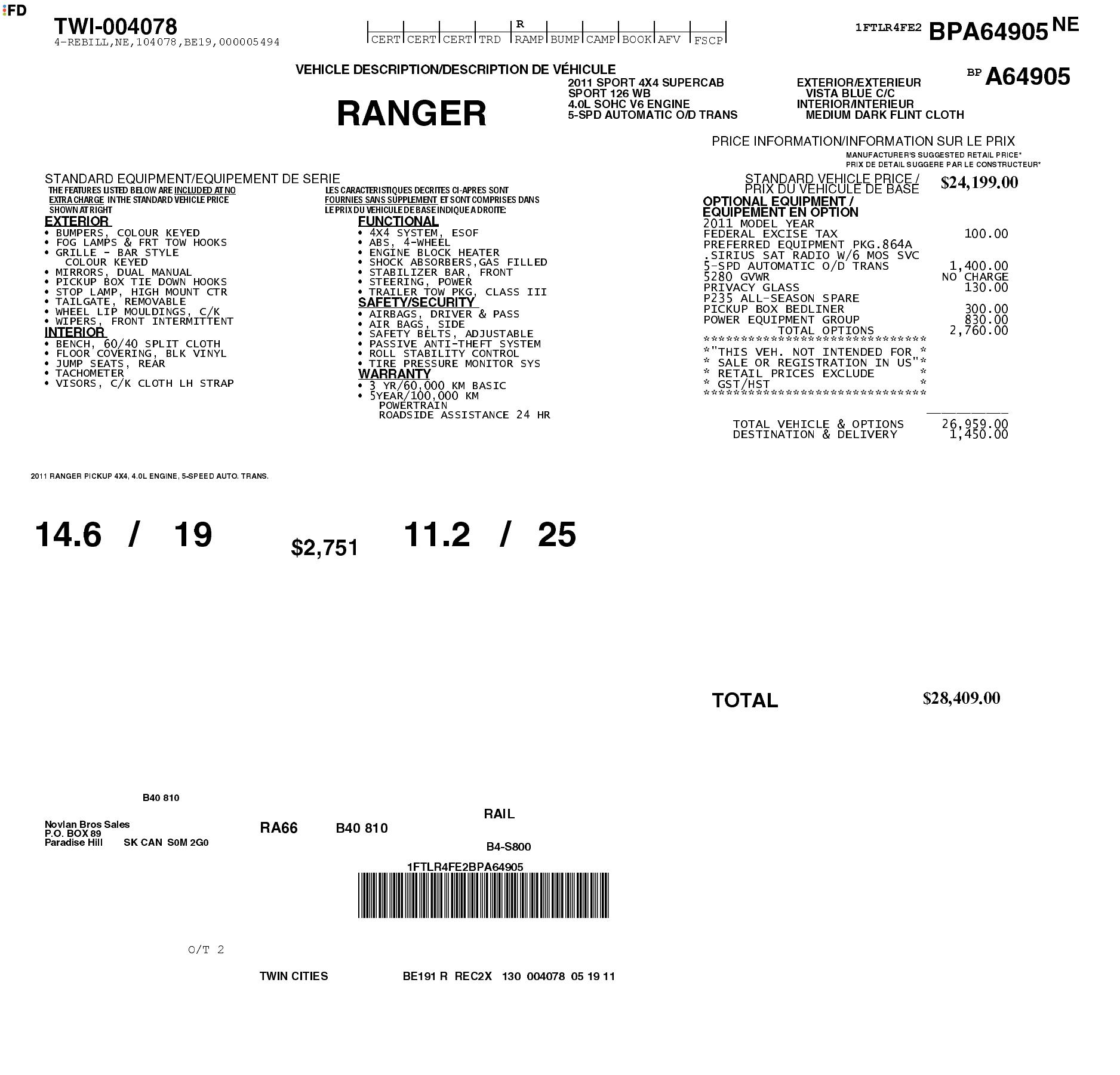 Monroney Label