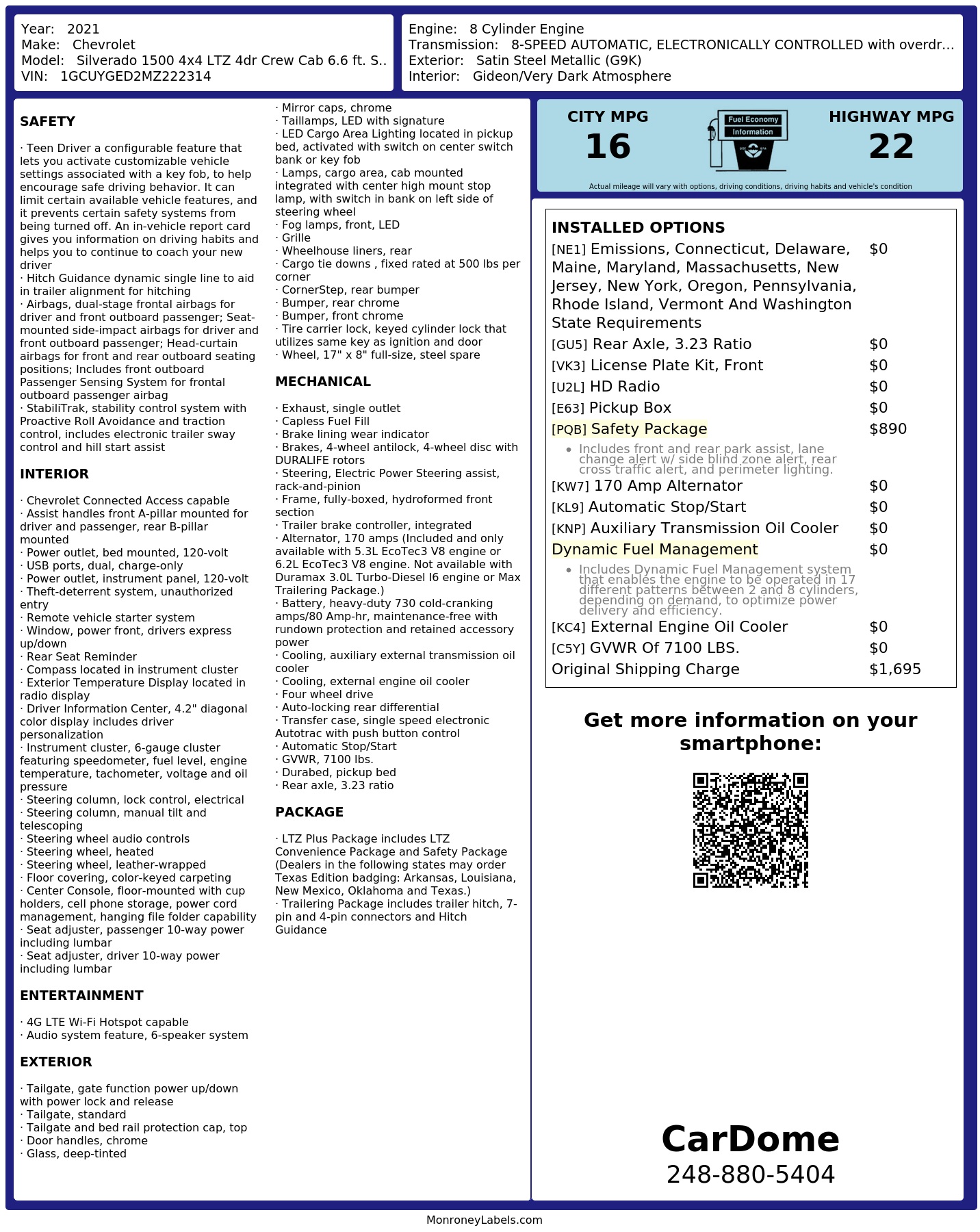 Monroney Label