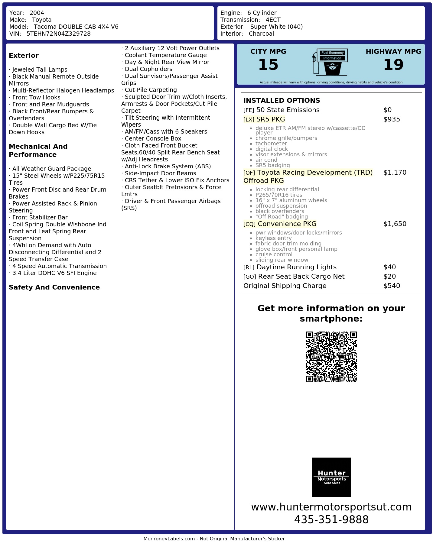 Monroney Label