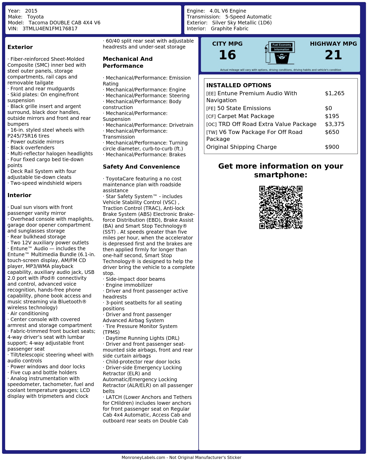 Monroney Label