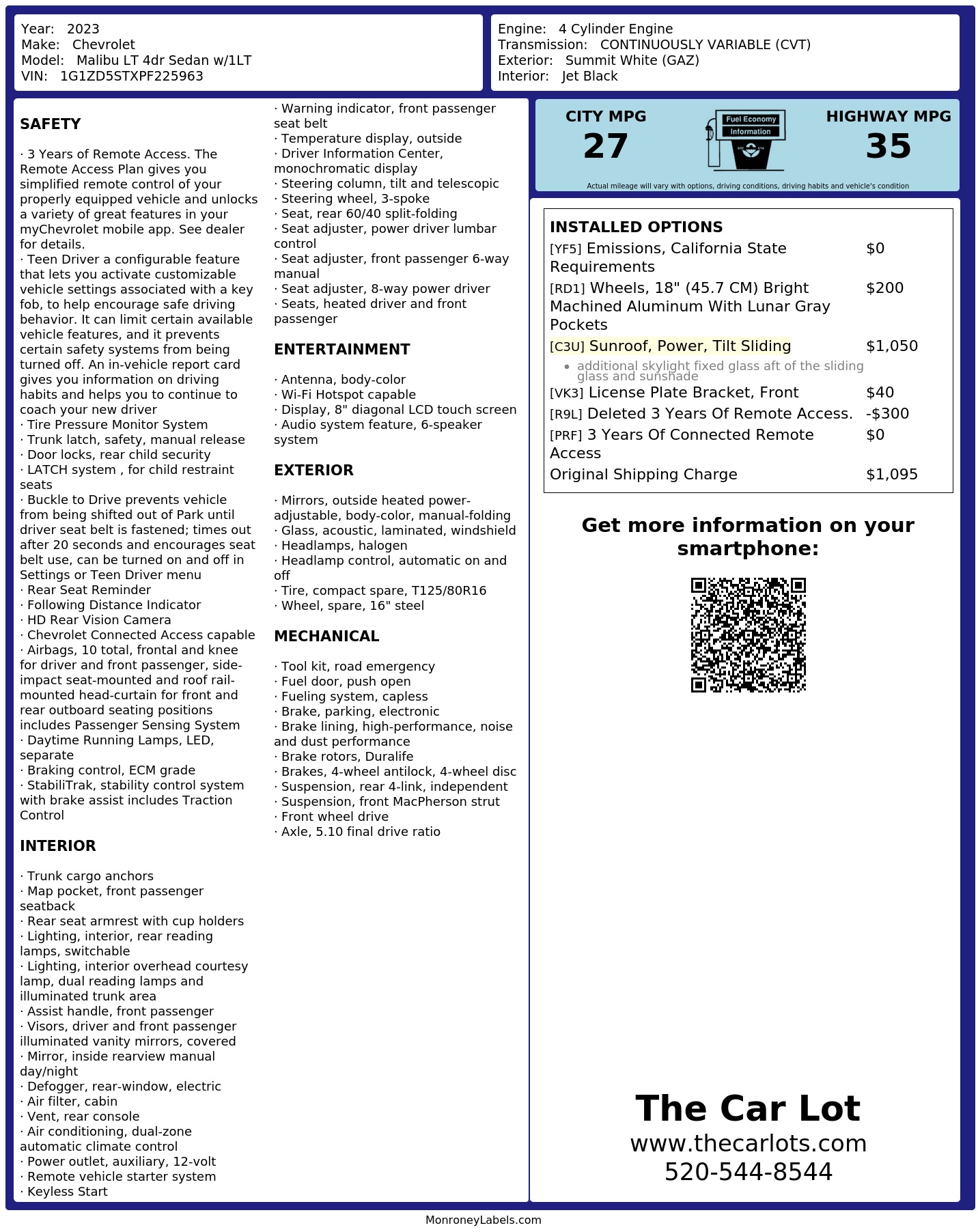 Monroney Label
