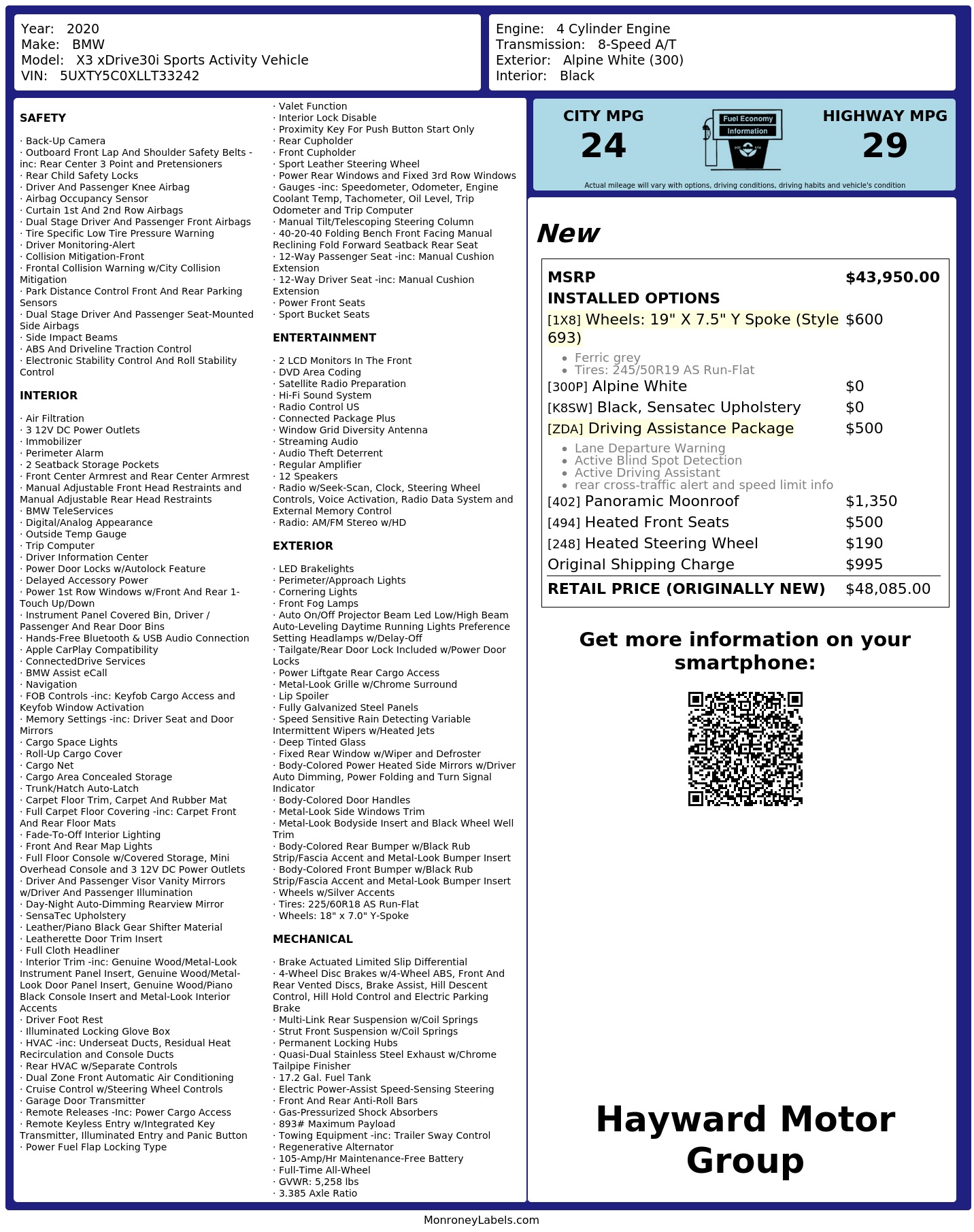 Monroney Label