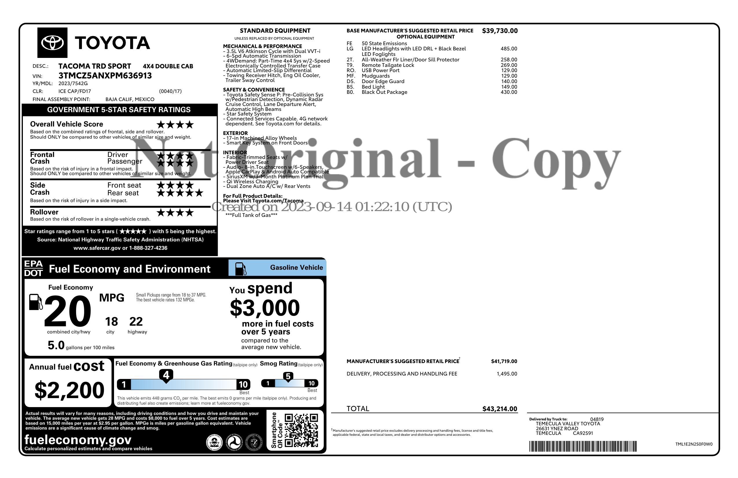 Monroney Label