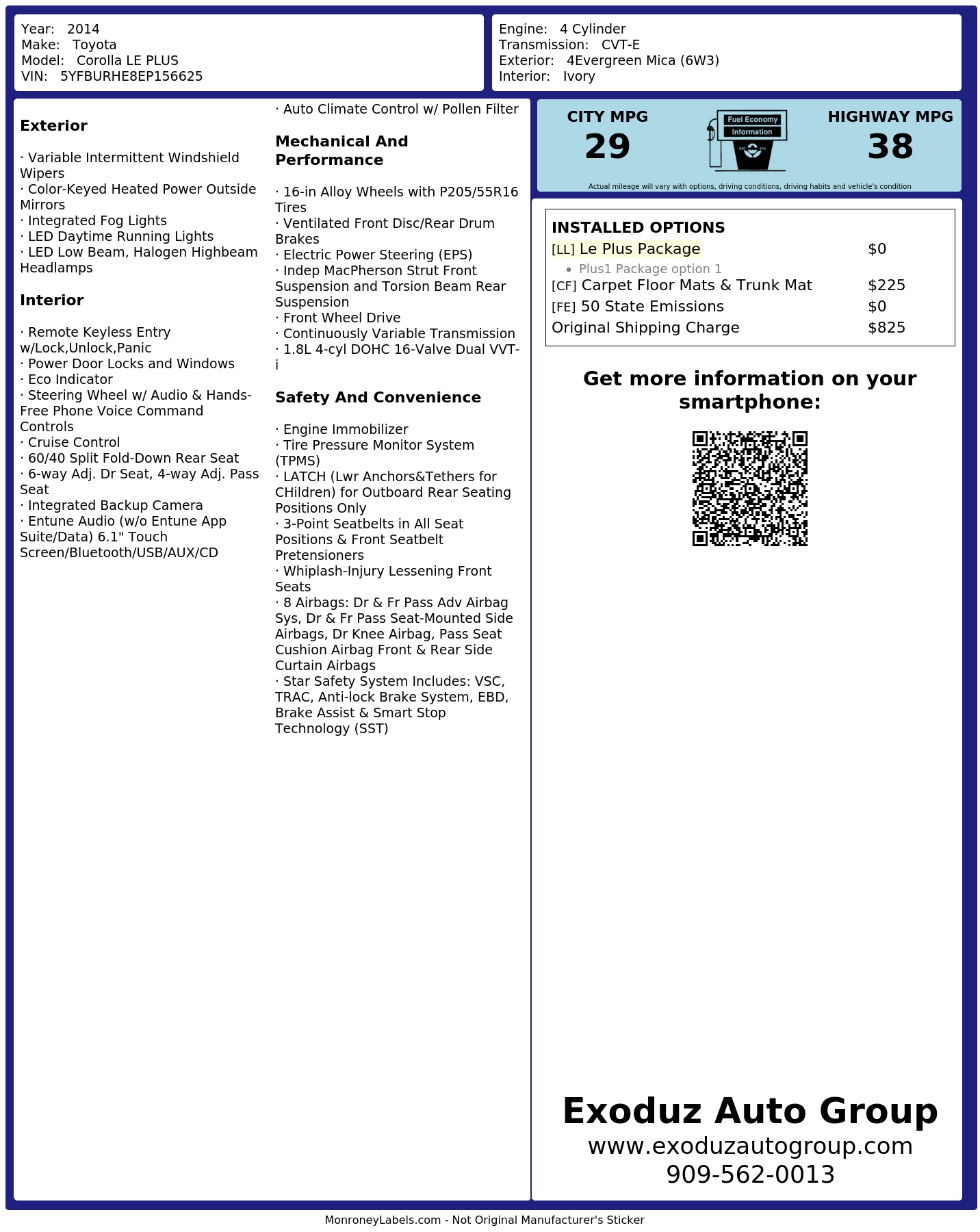 Monroney Label