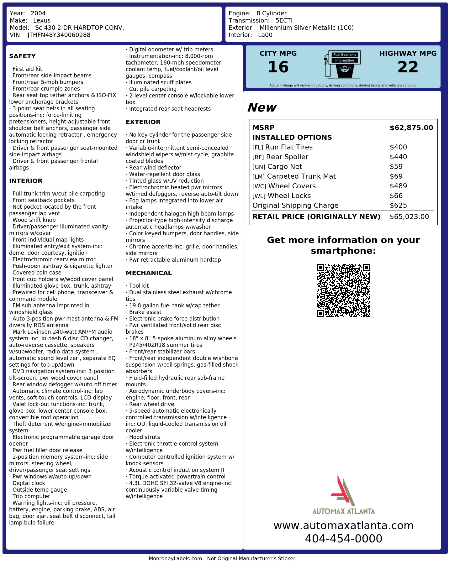Monroney Label