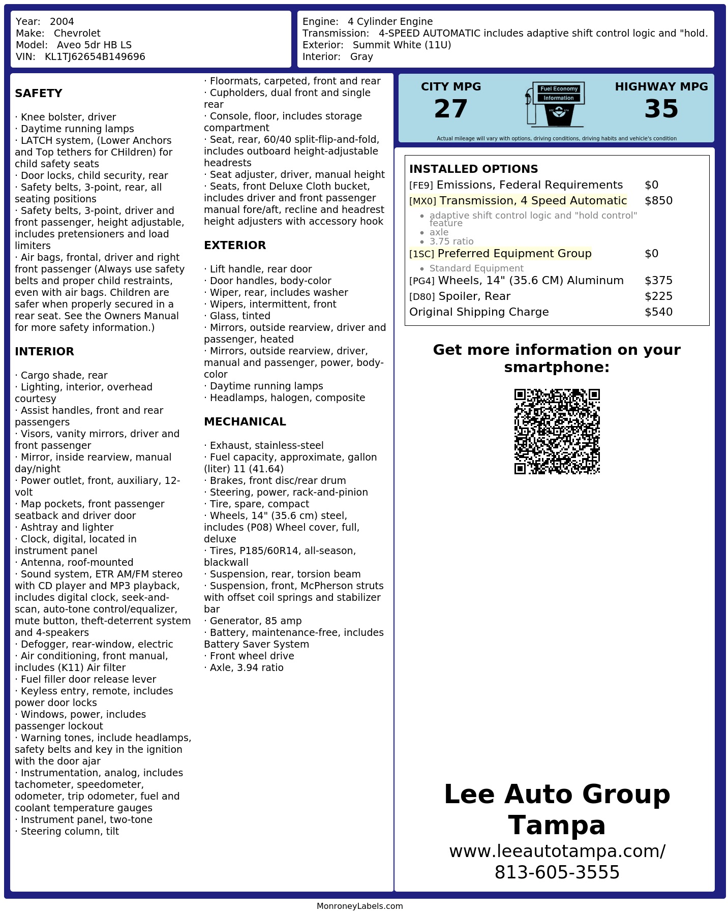Monroney Label