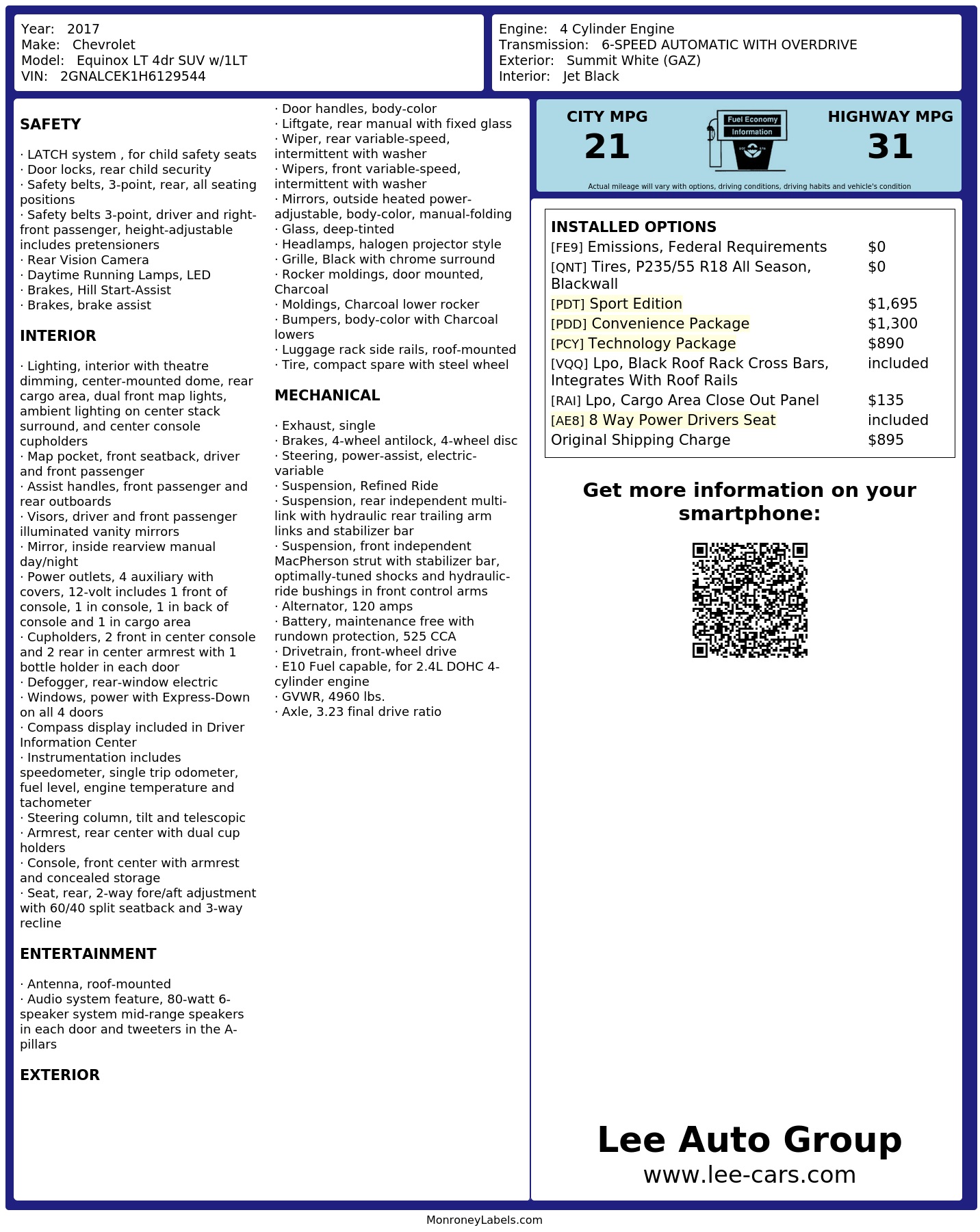 Monroney Label