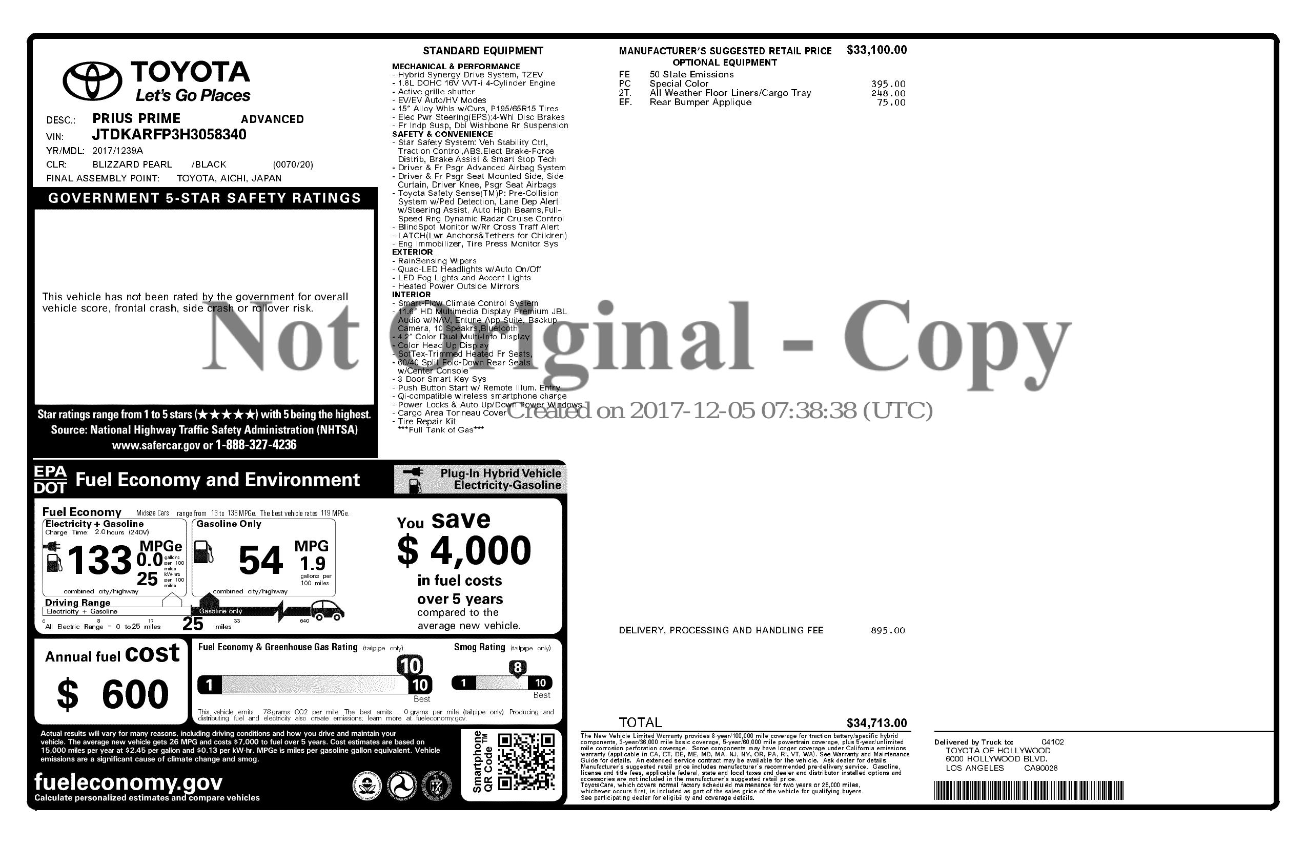Monroney Label