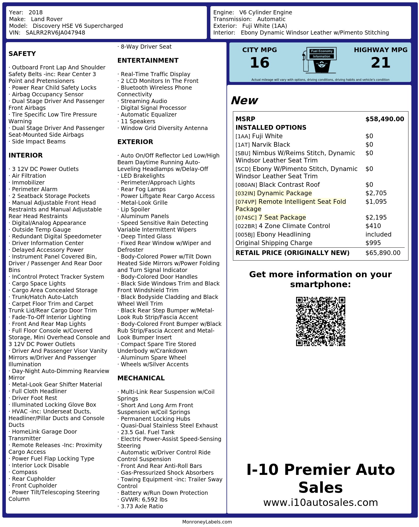 Monroney Label