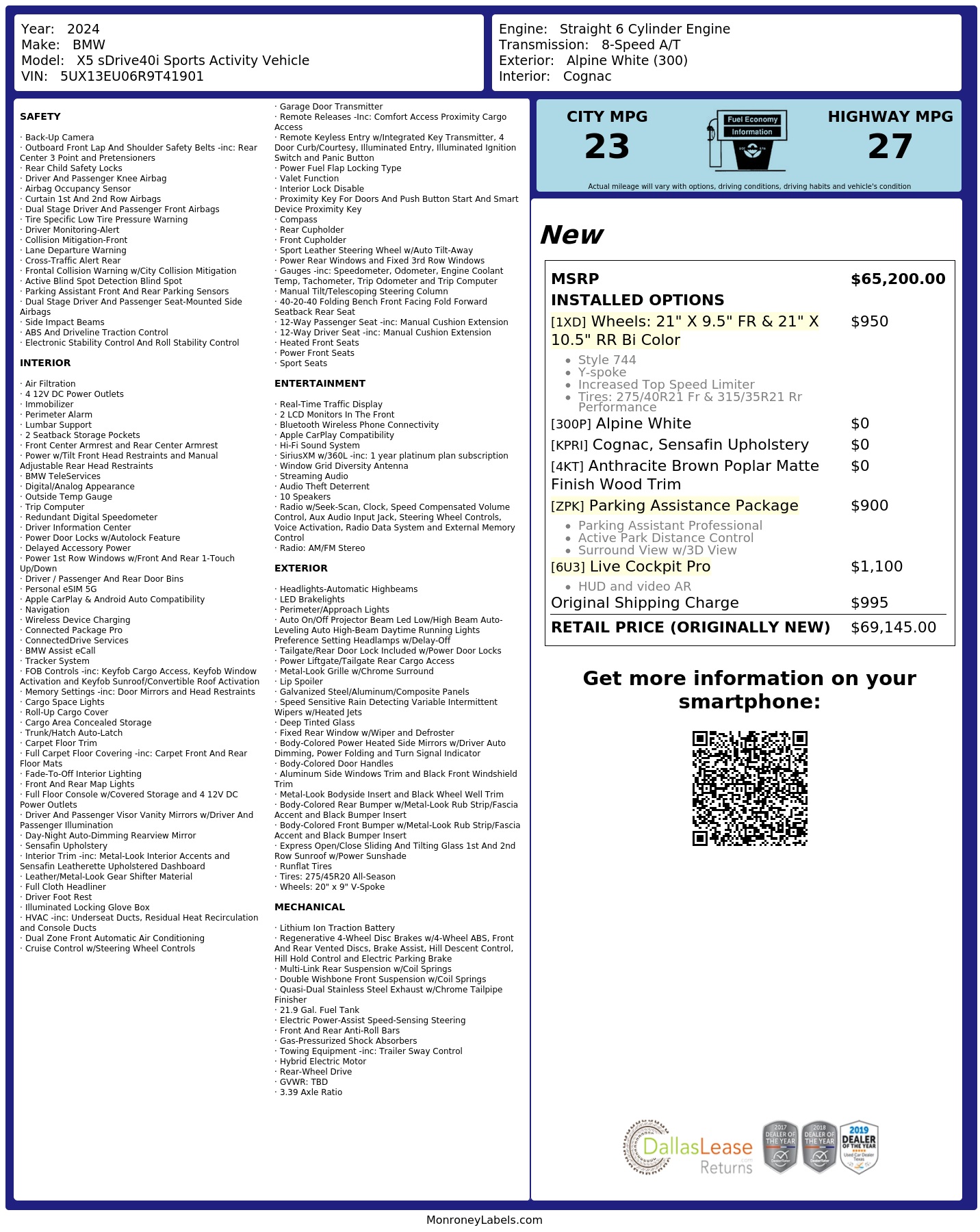 Monroney Label