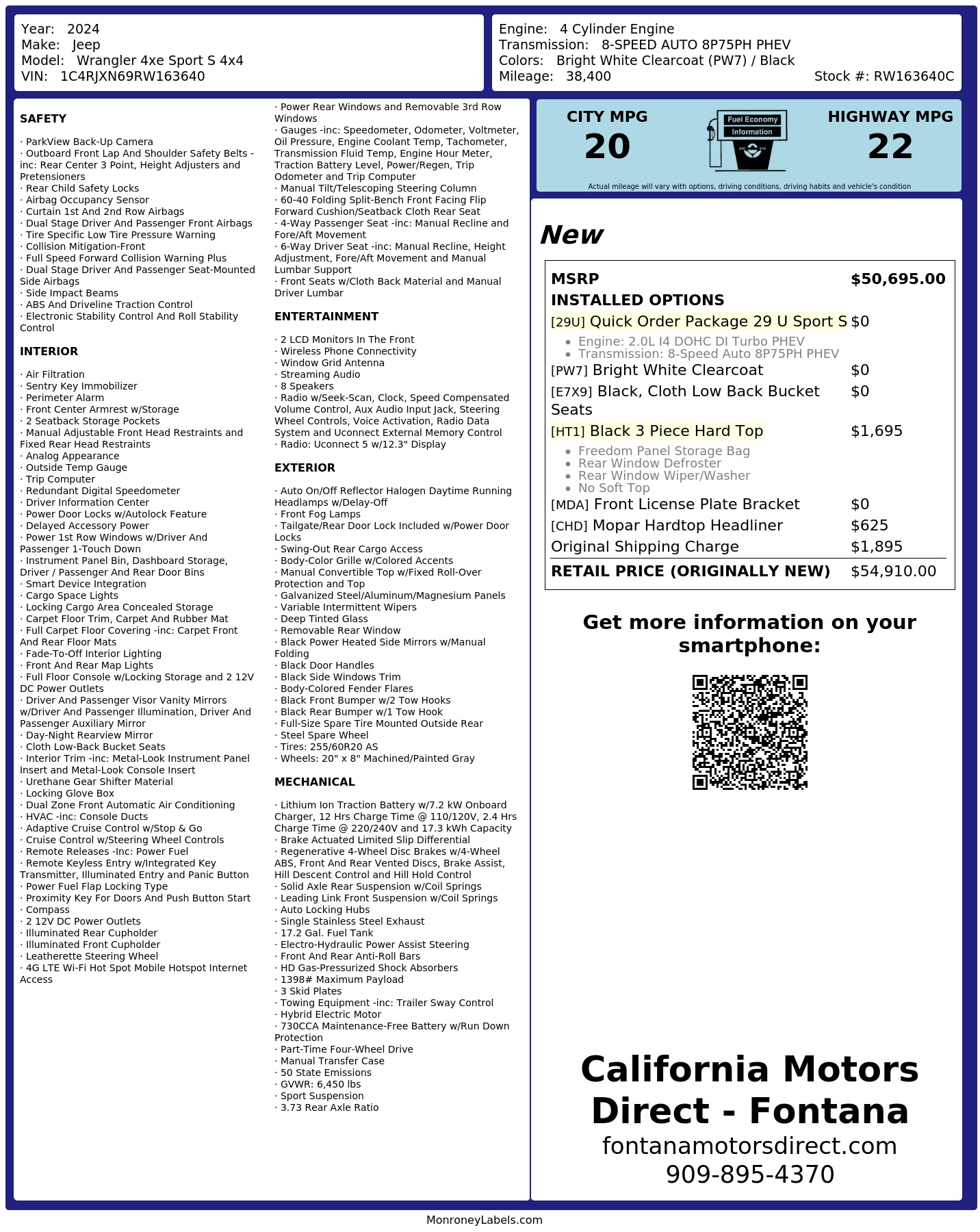 Monroney Label