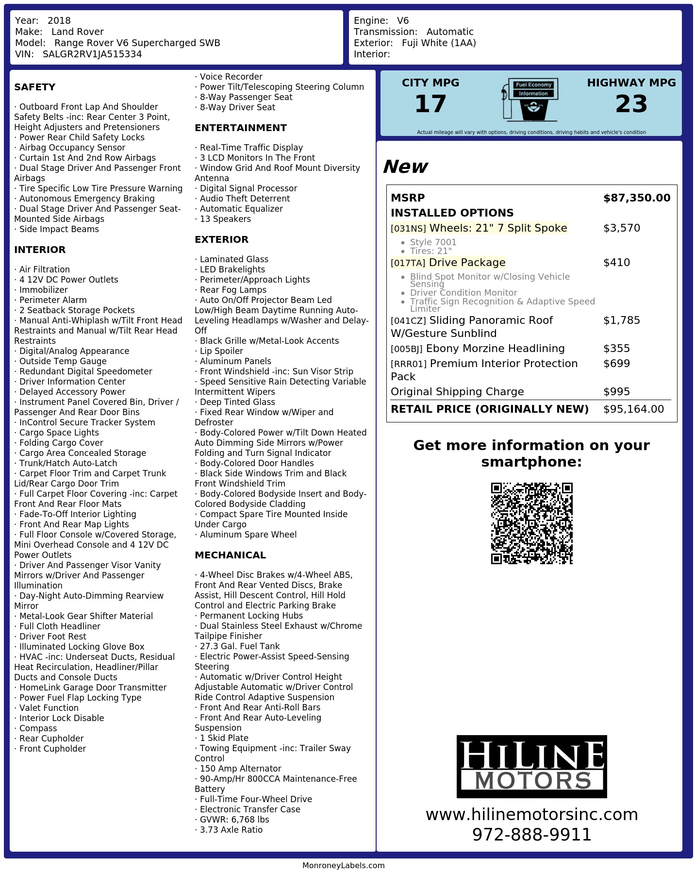 Monroney Label