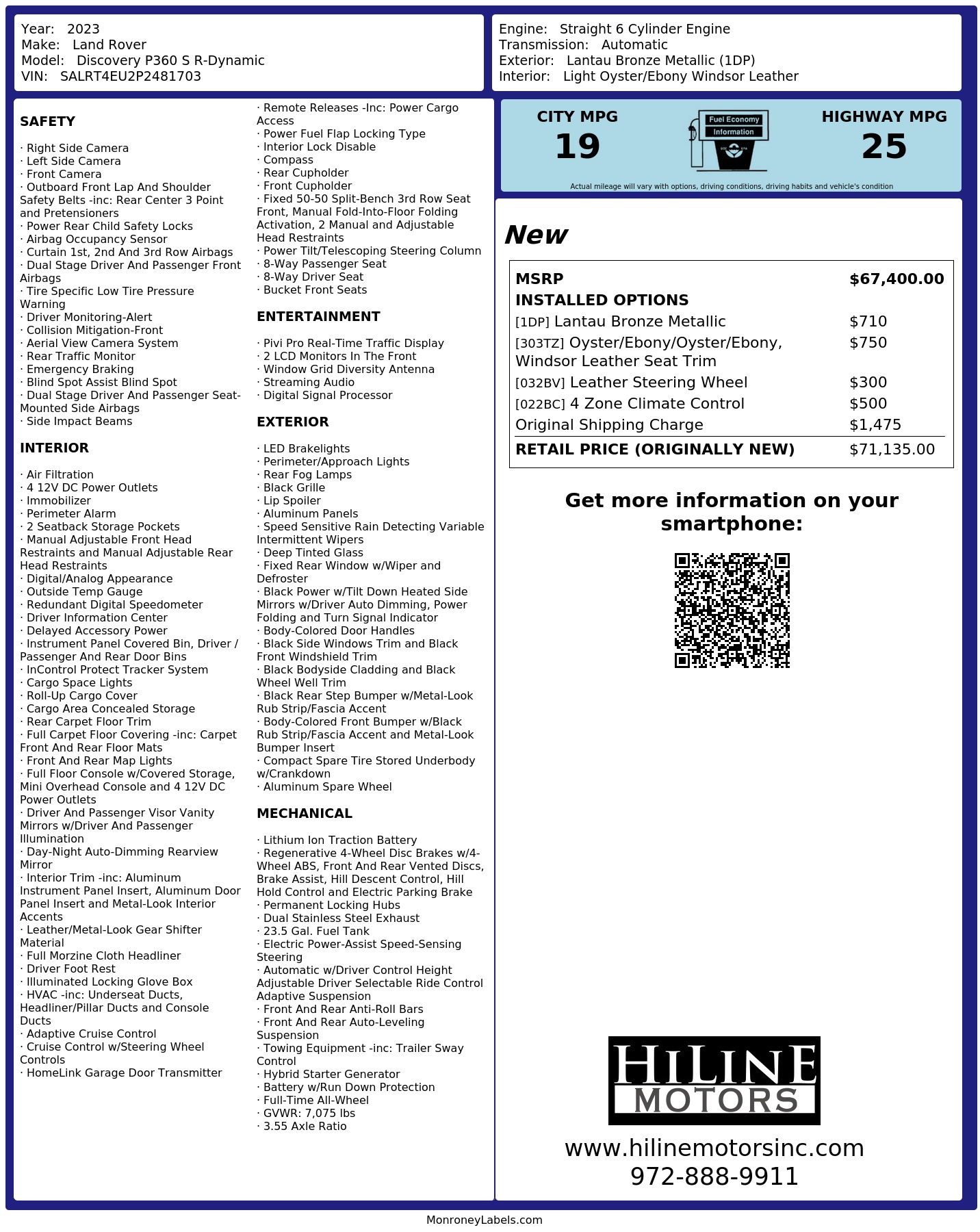 Monroney Label