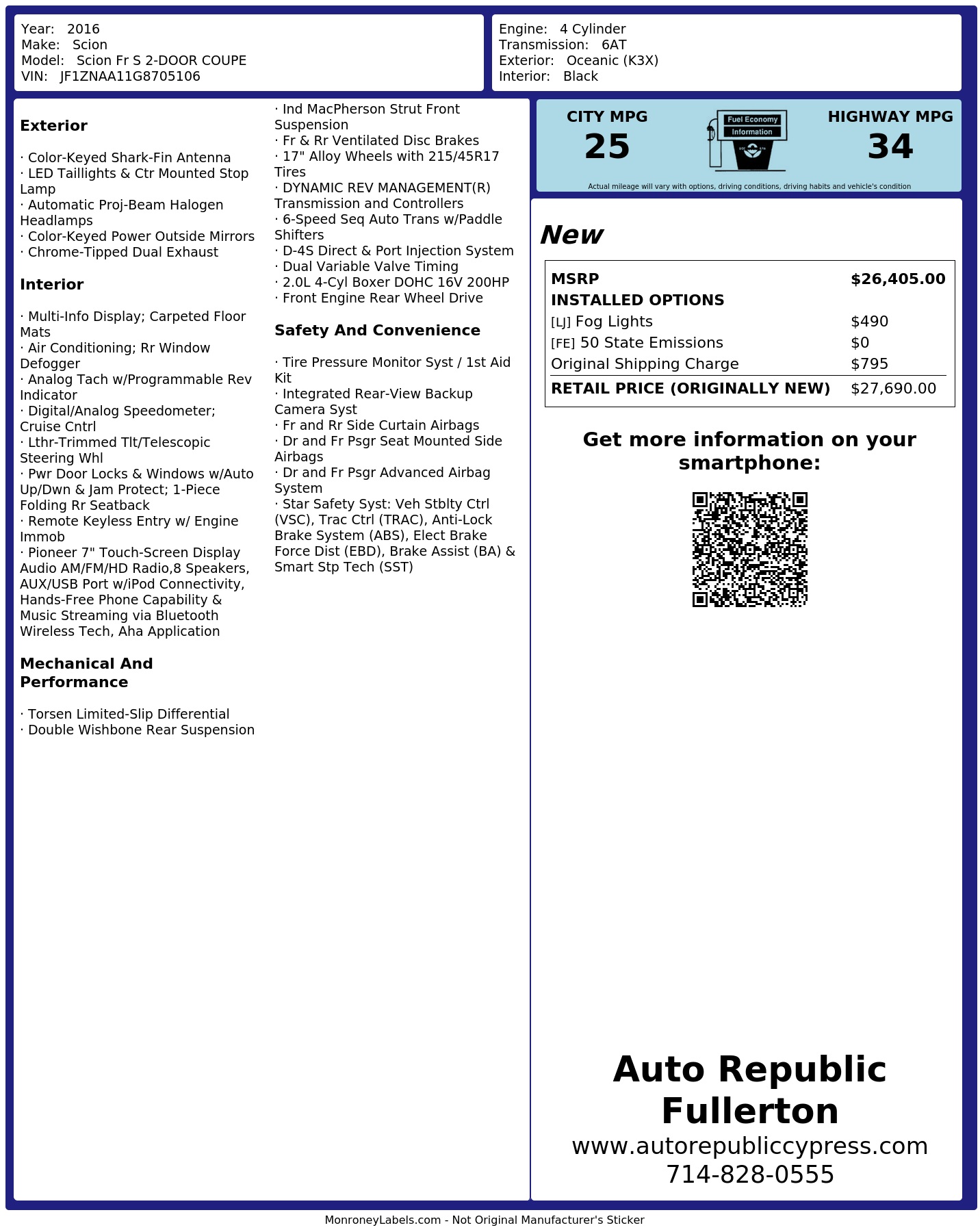 Monroney Label