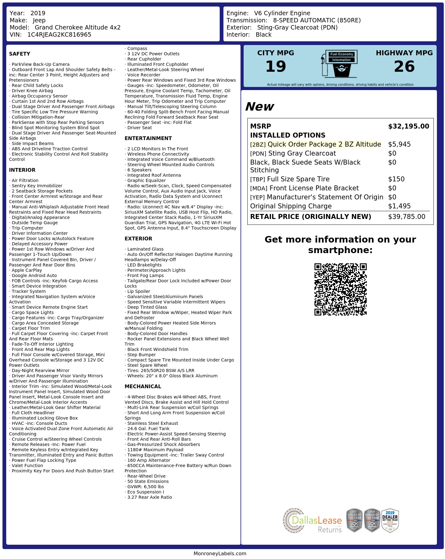 Monroney Label