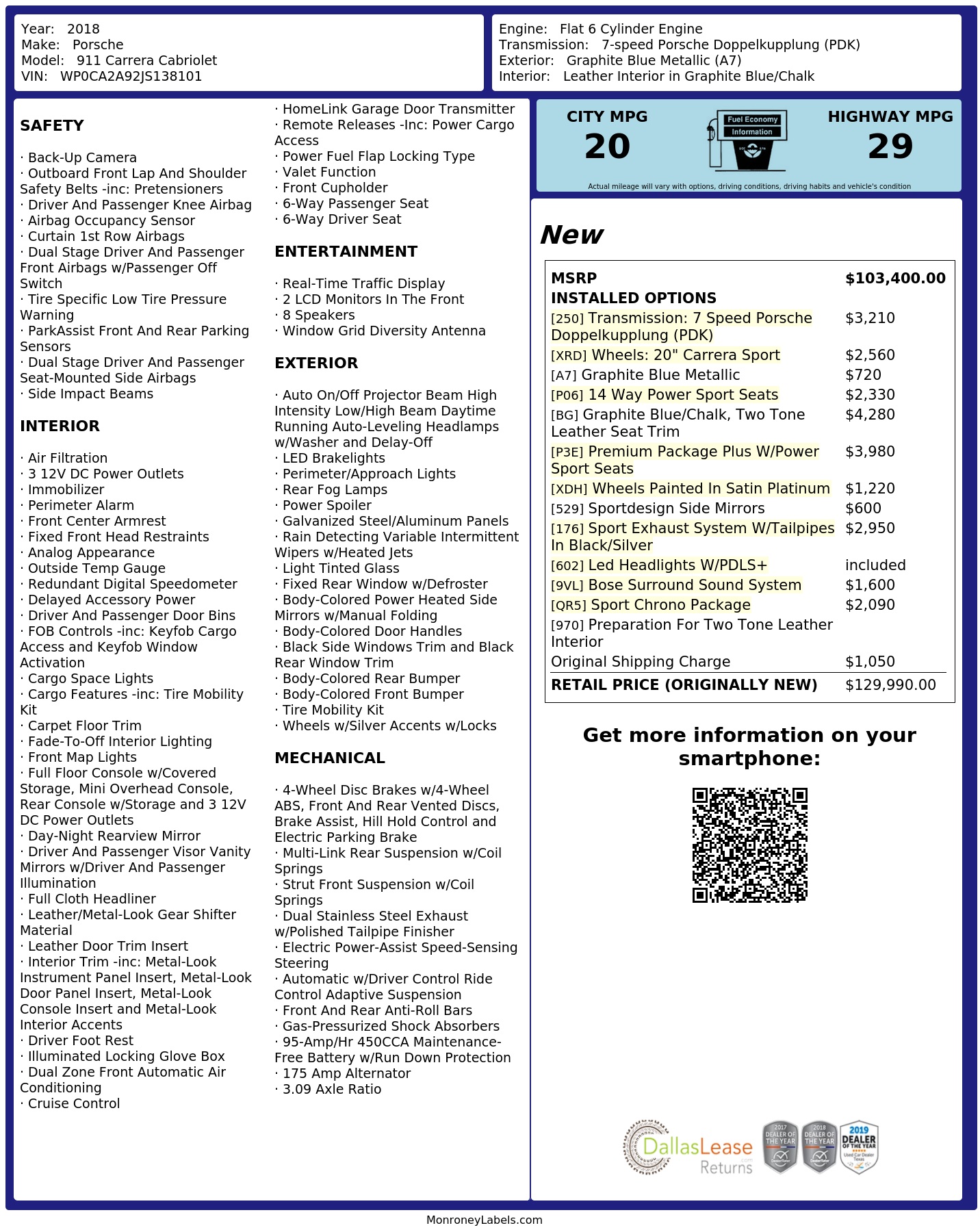 Monroney Label
