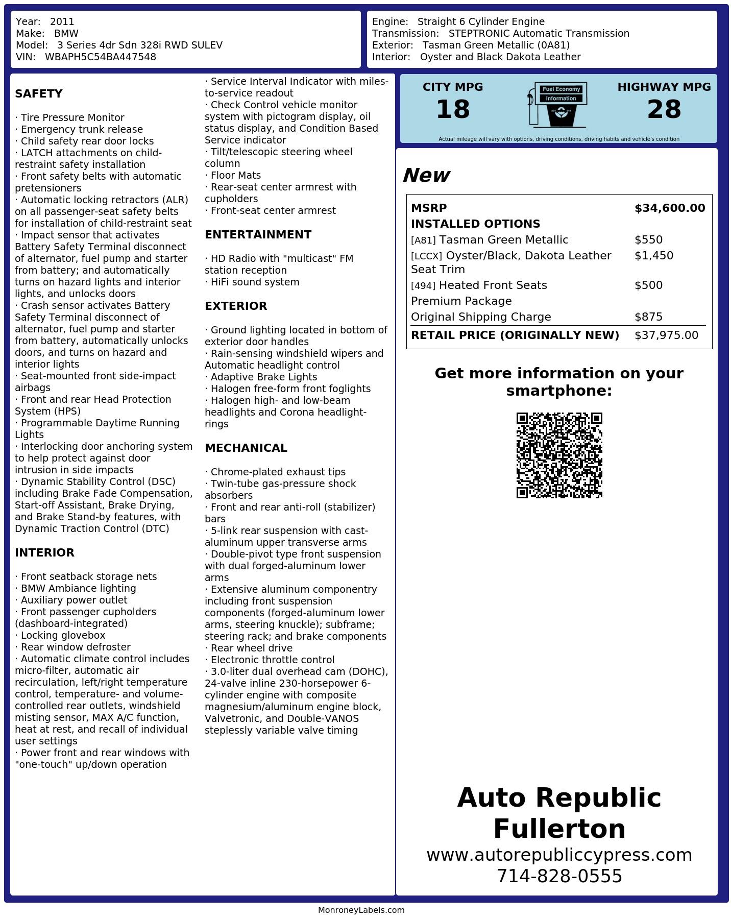 Monroney Label